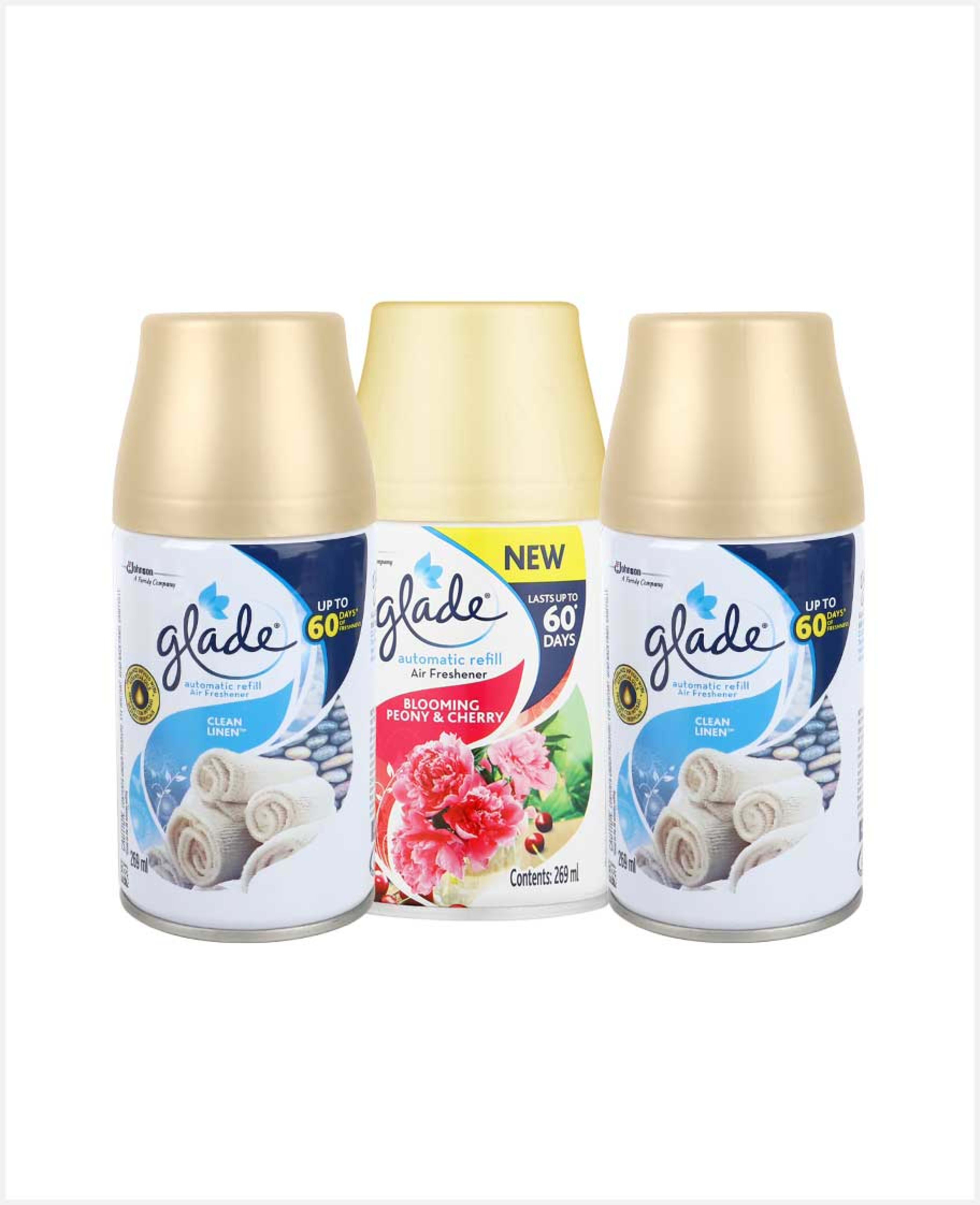 Glade Auto Refill Air Freshener Clean Linen 2sx269ml+peony & Cherry 269ml