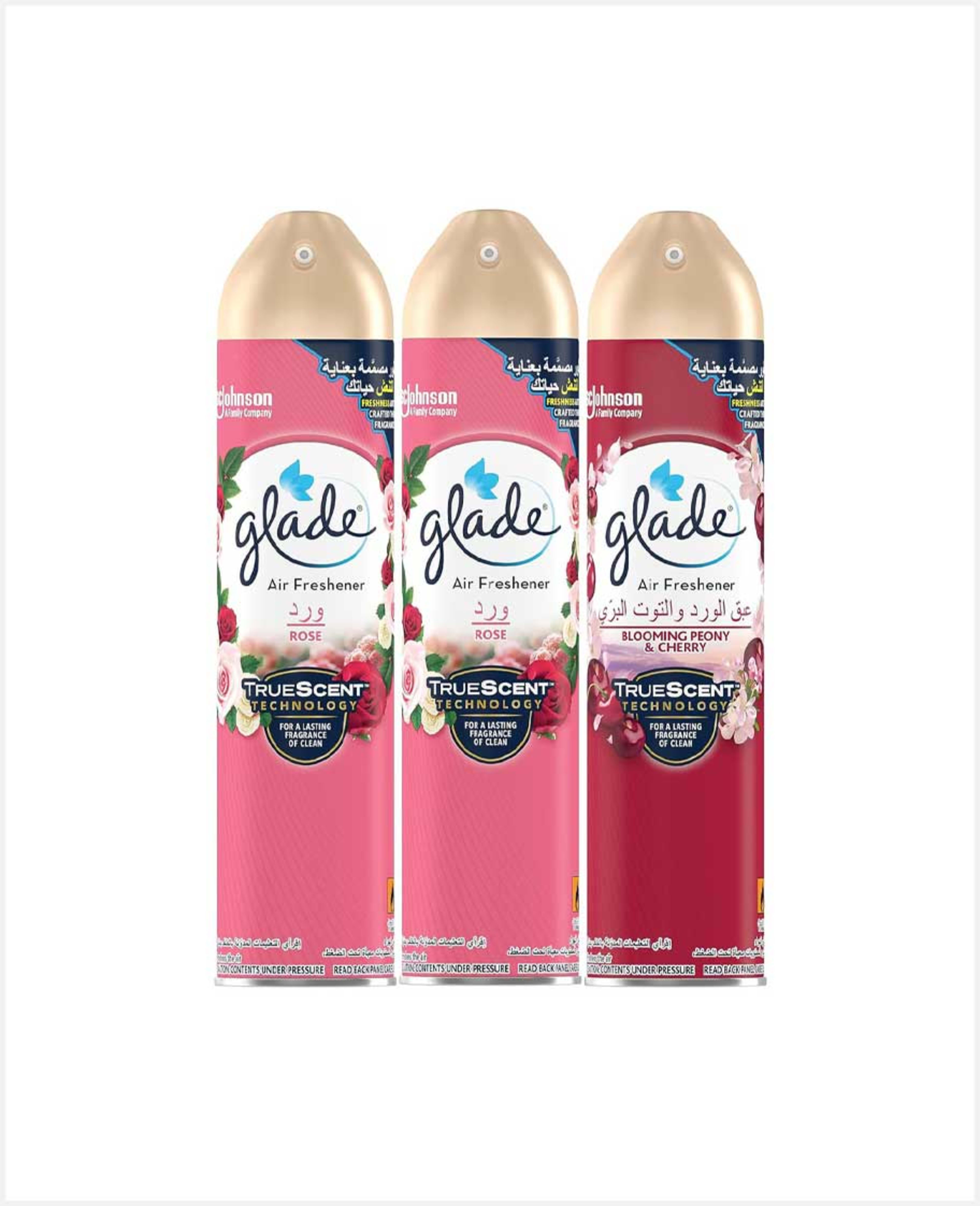 Glade Air Freshener Rose 2sx300ml+blooming Peony & Cherry 300ml