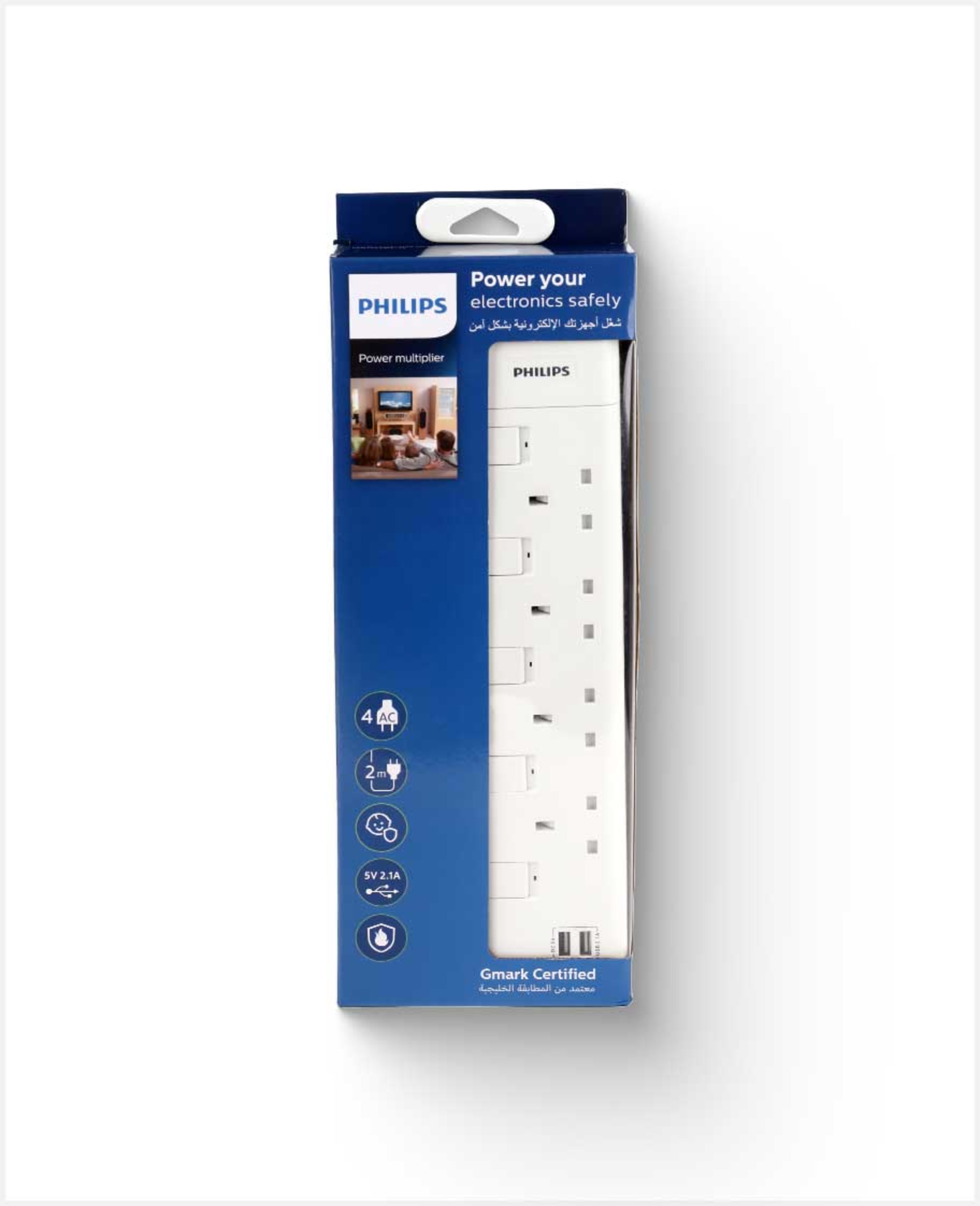 Philips 4 Way Outlet Extension Socket Bs Plug 2mtr Cord Spn2944wa/56