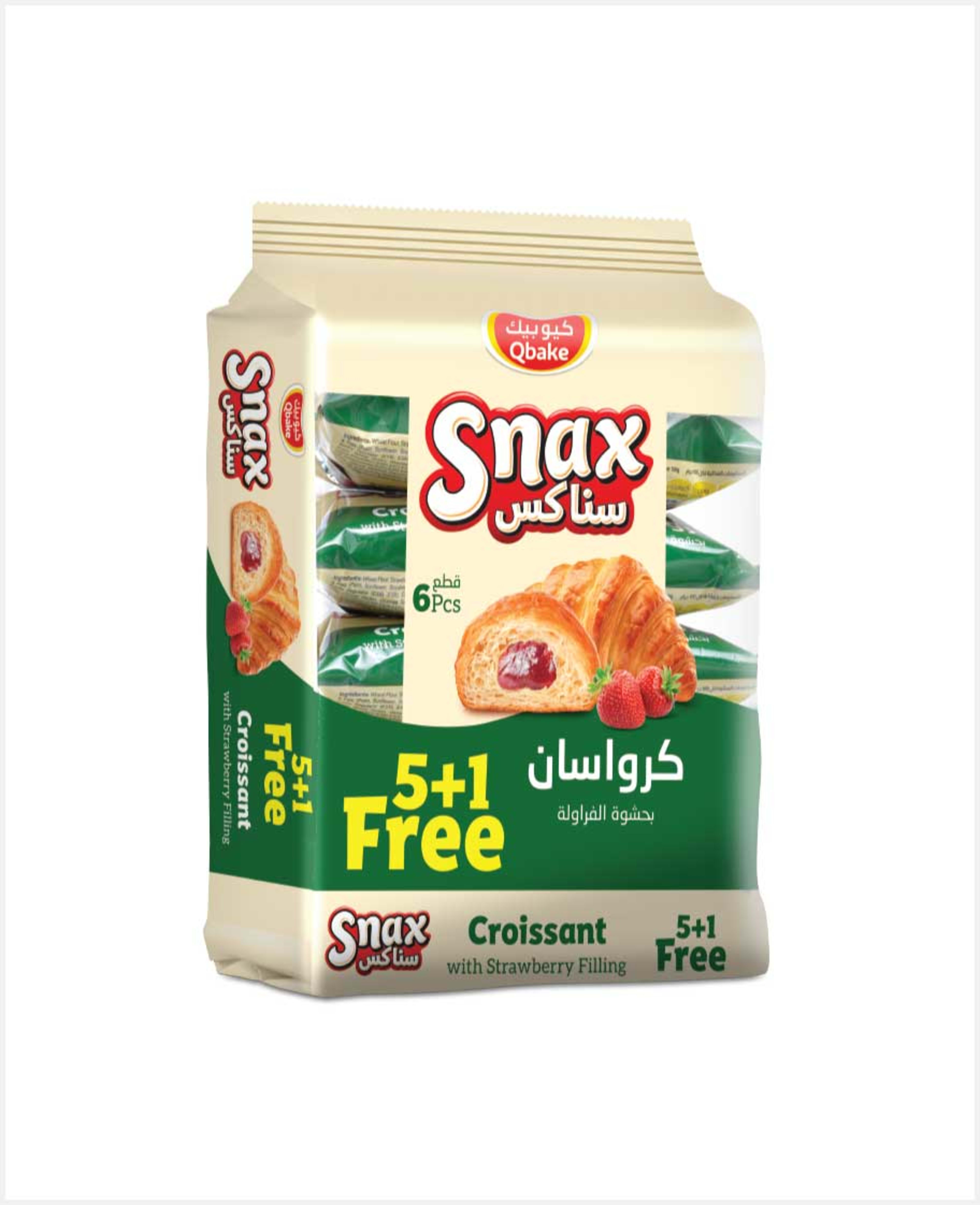 Qbake Snax Strawberry Croissant 60gm (5+1free)