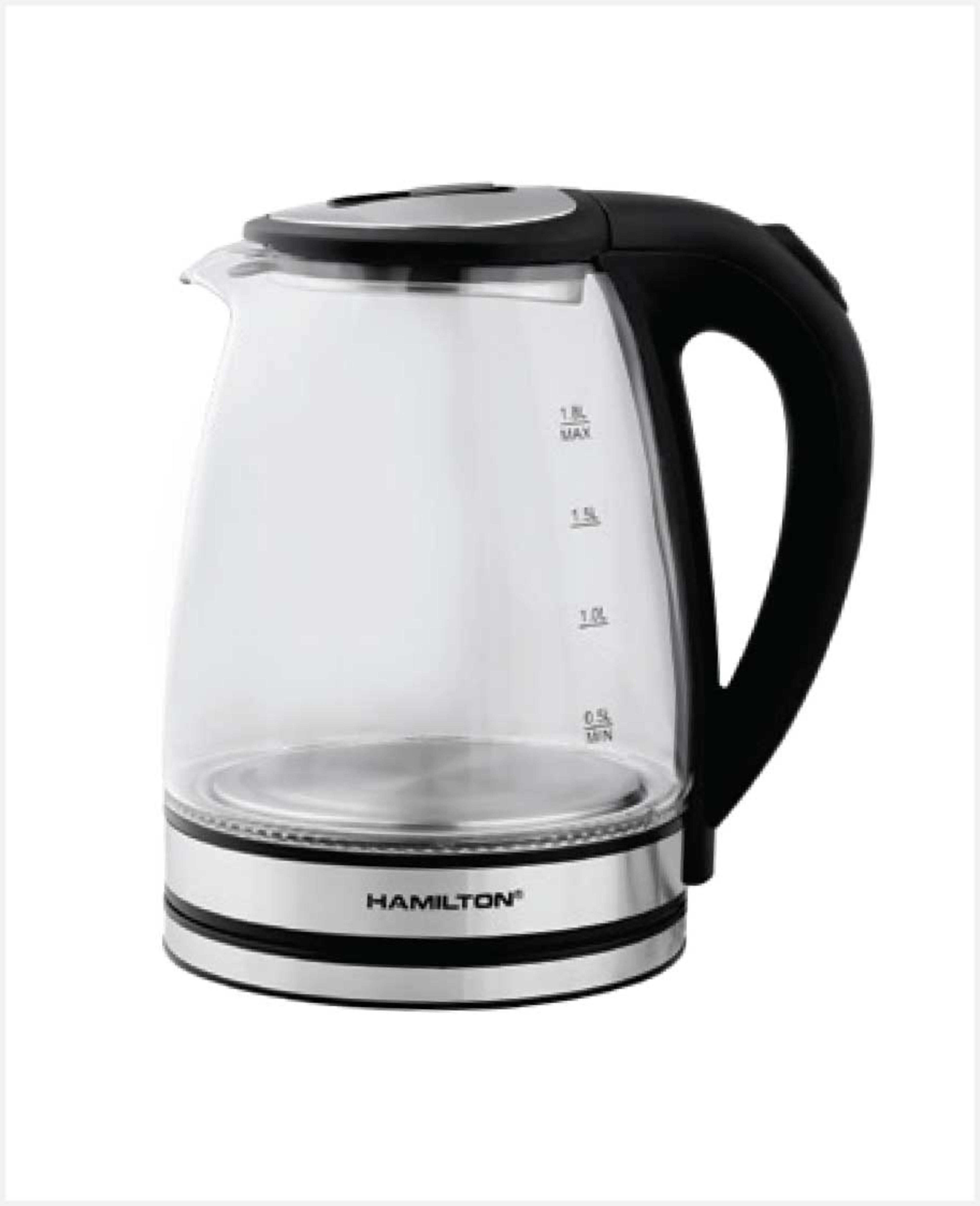 Hamilton Glass Electric Kettle 1.8l 1500w Ht4832ek