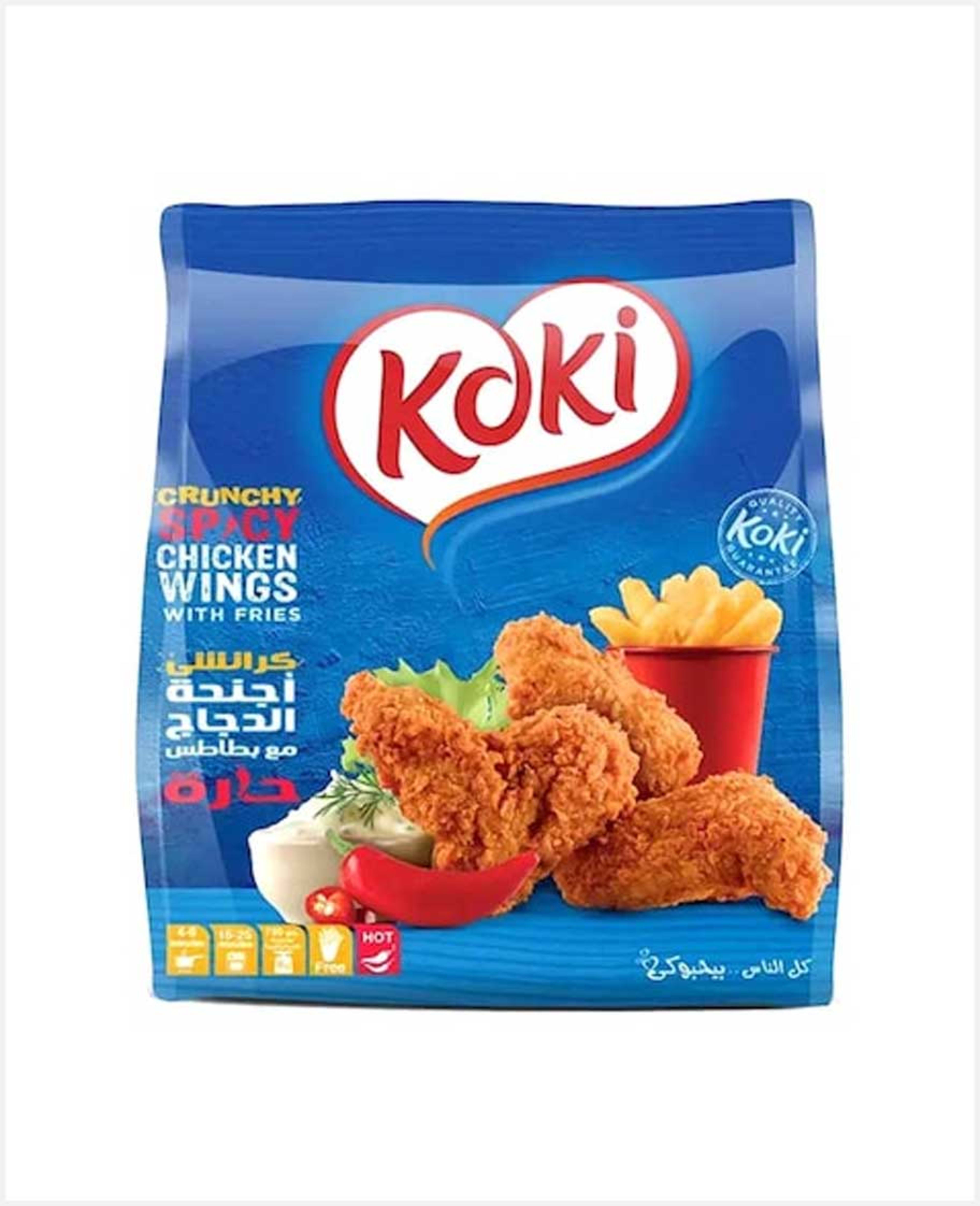 Koki Crunchy Spicy Chicken Wings with Fries Hot 700gm Promo