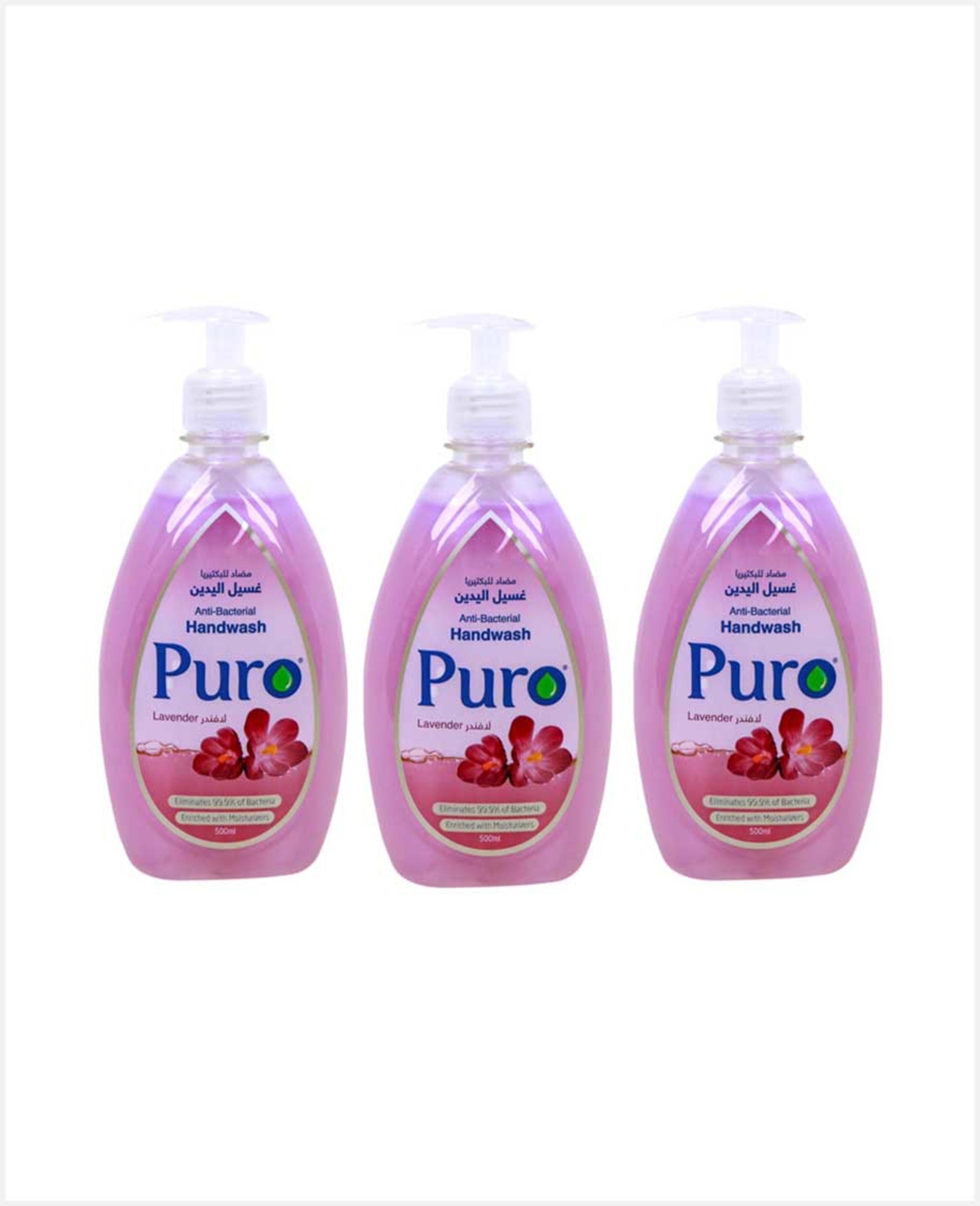 Puro Anti-bacterial Hand Wash Lavender 3x500ml