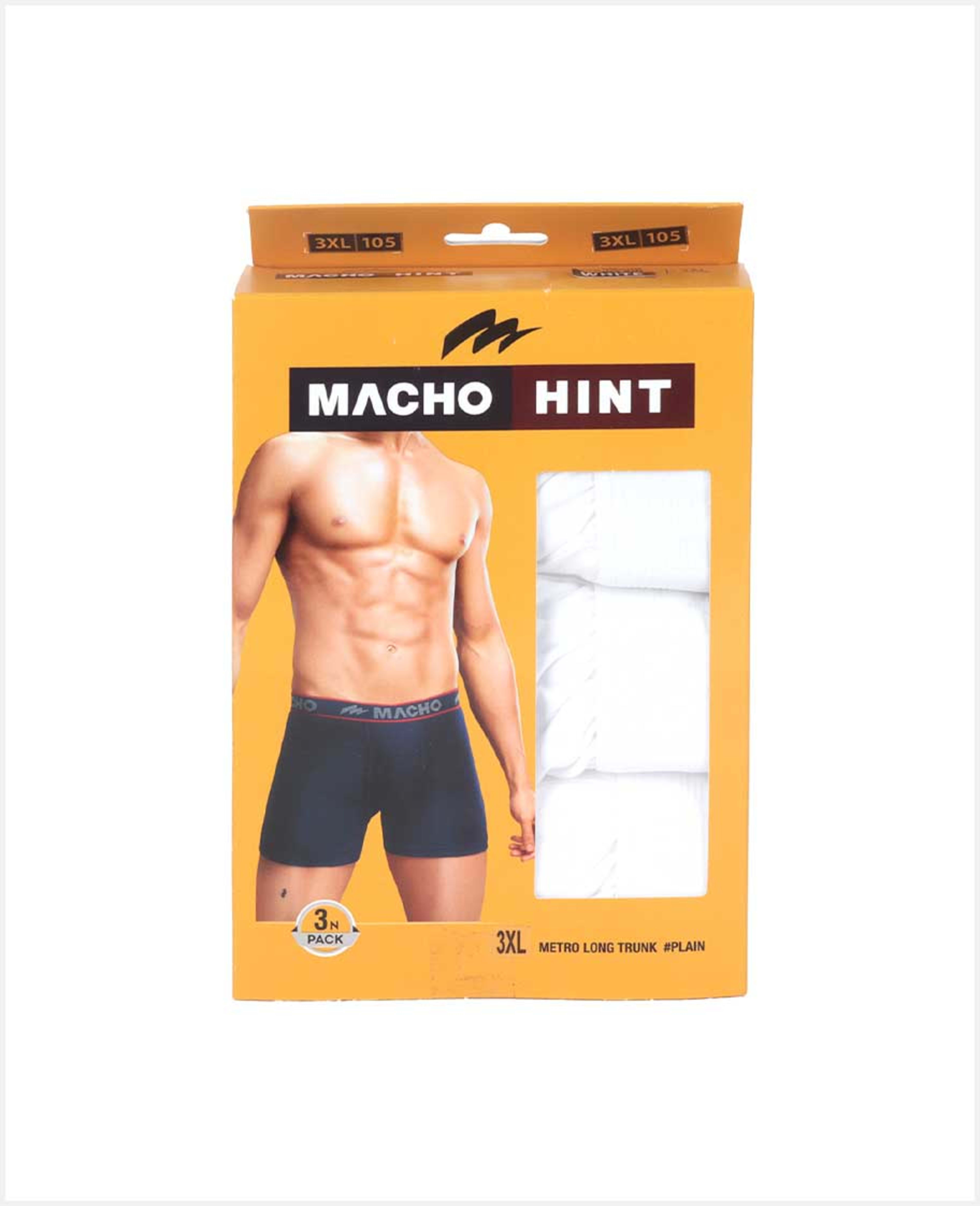 Amul Macho Mens Plain Trunk 3pcs Wht Size-105cm