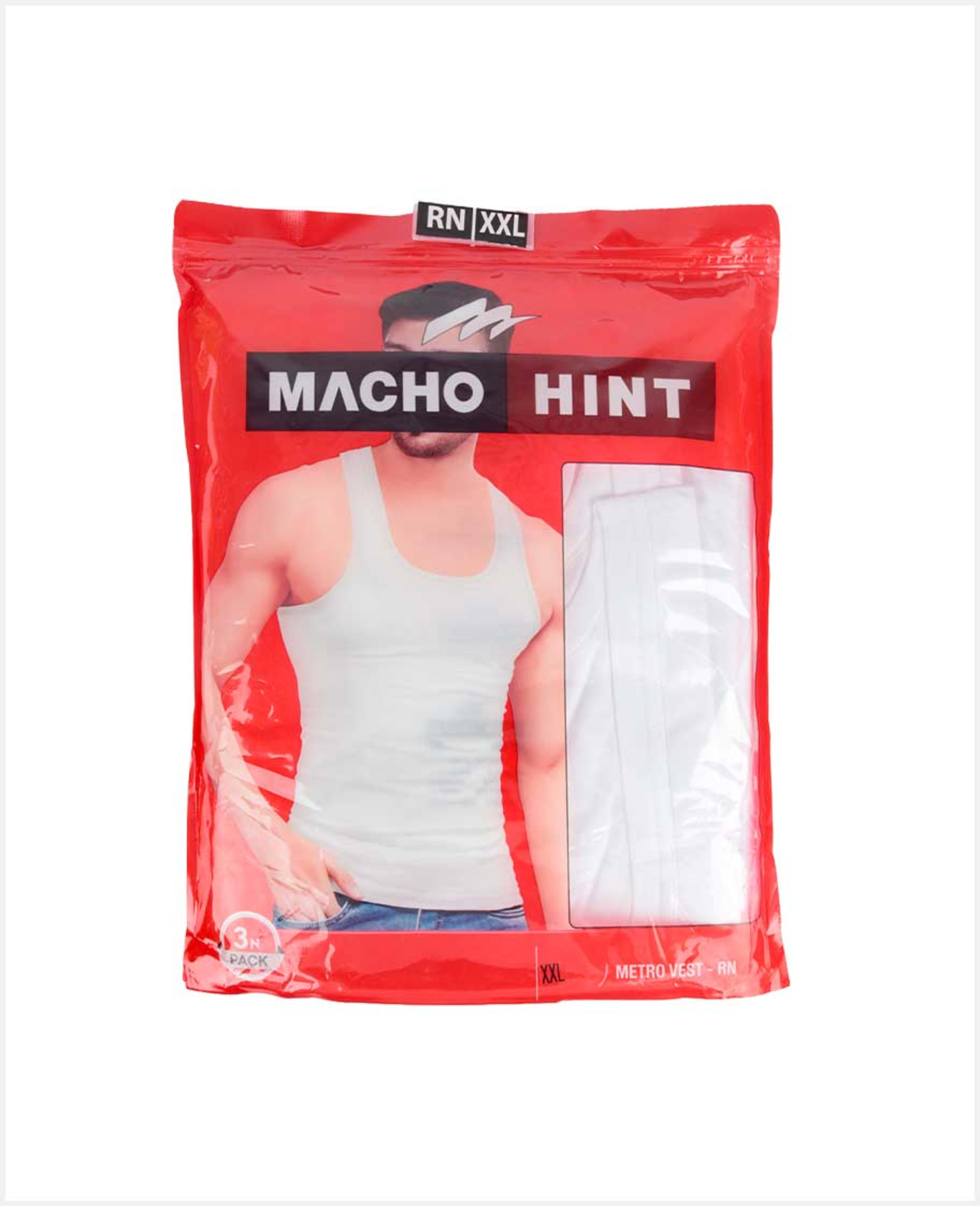Amul Macho Mens Vest 3pcs Rn Size-100cm