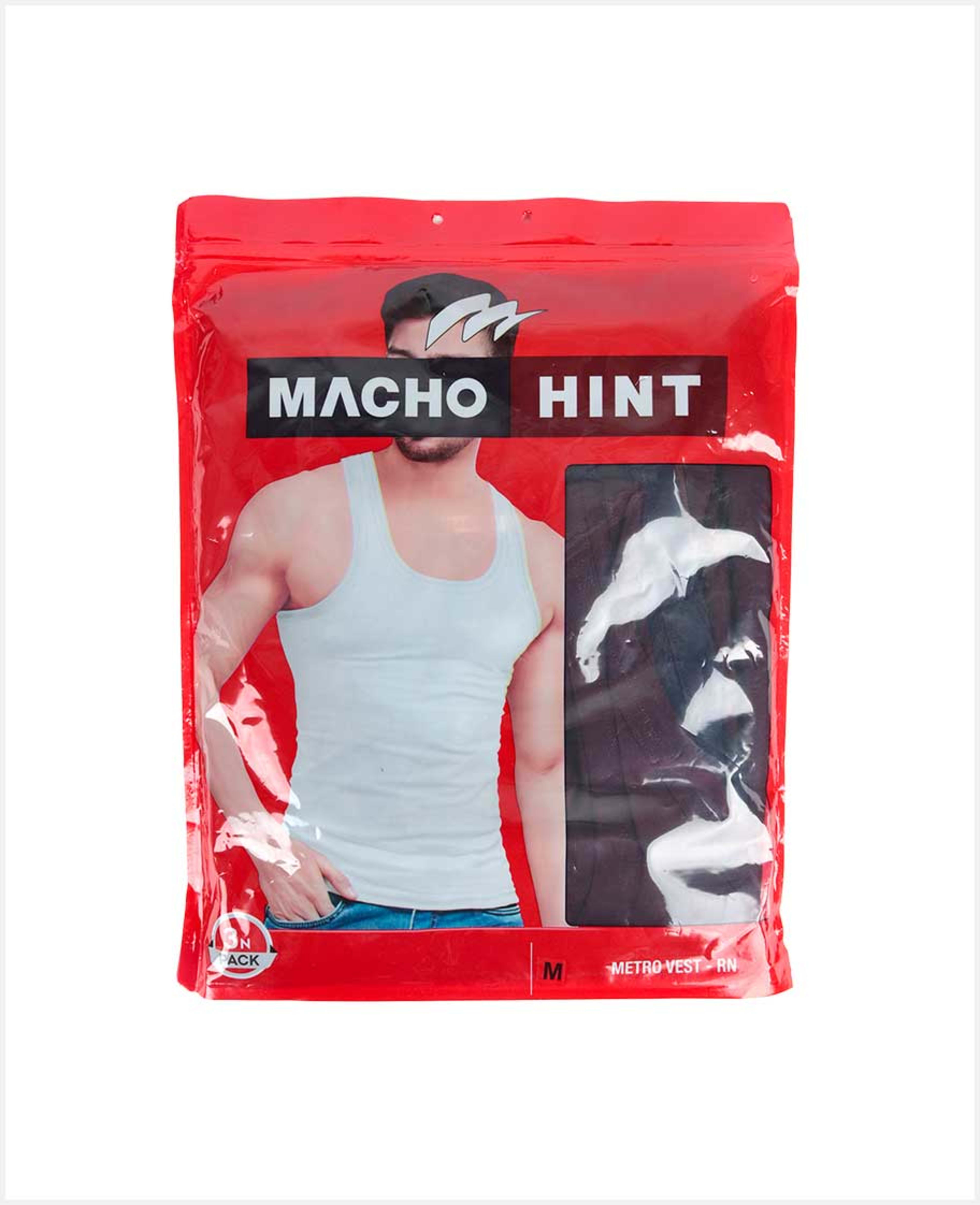 Amul Macho Mens Vest 3pcs Rn Colour Size-85cm