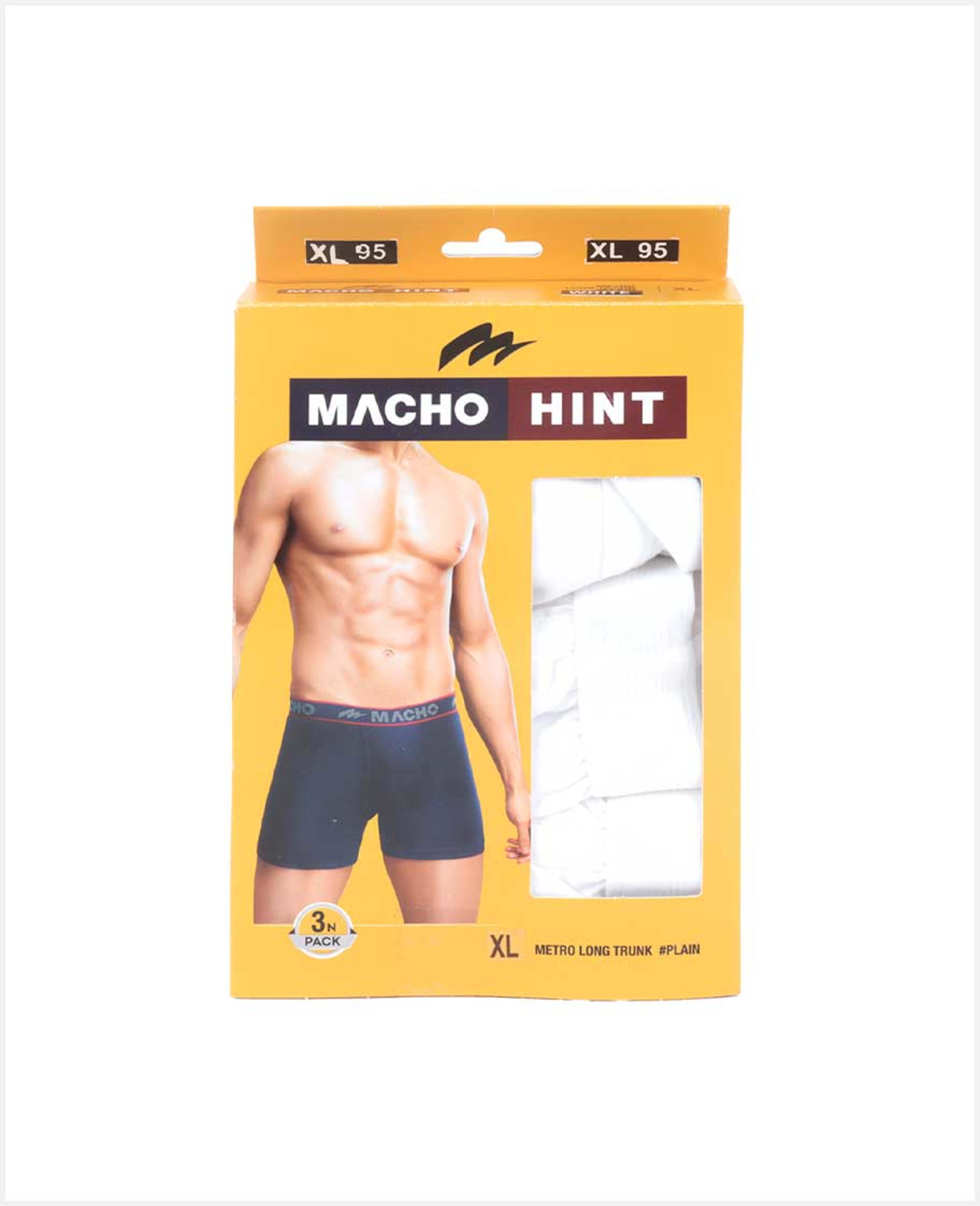 Amul Macho Mens Plain Trunk 3pcs Wht Size-95cm