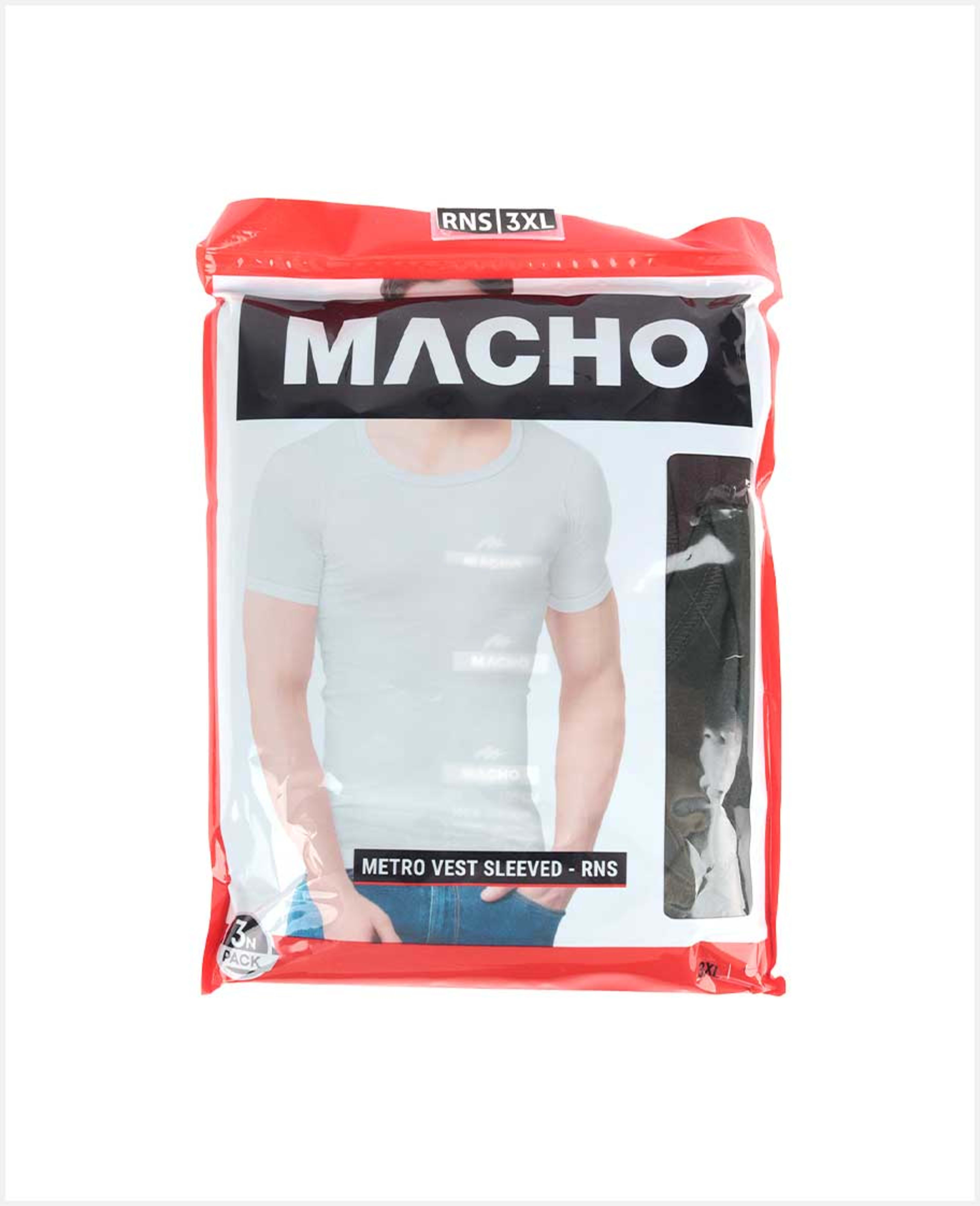 Amul Macho Mens Vest 3pcs Rns Clr Size-105cm