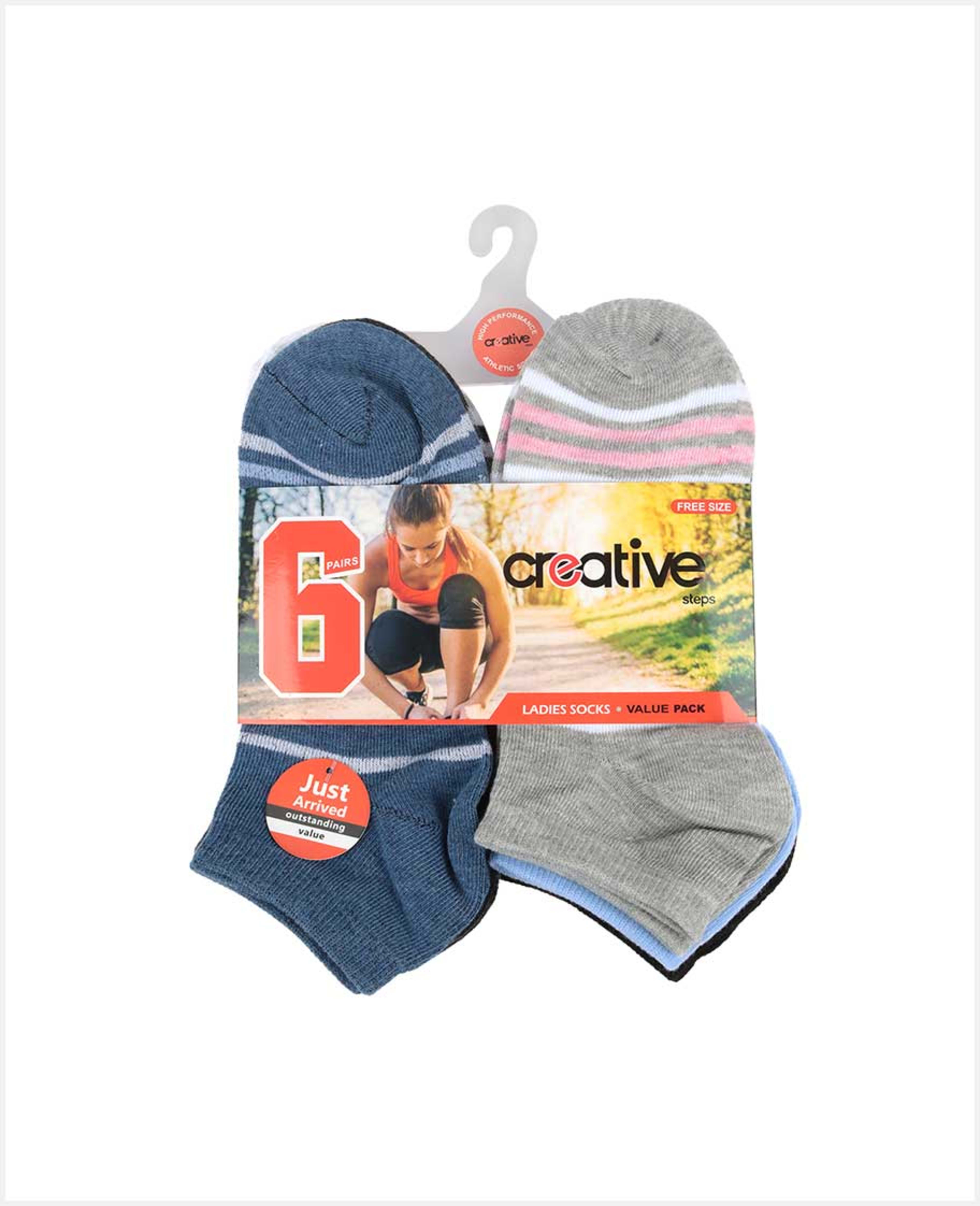 Creative Ladies Ankle Socks Assorted Fs Set 6pcs Wd-l6d