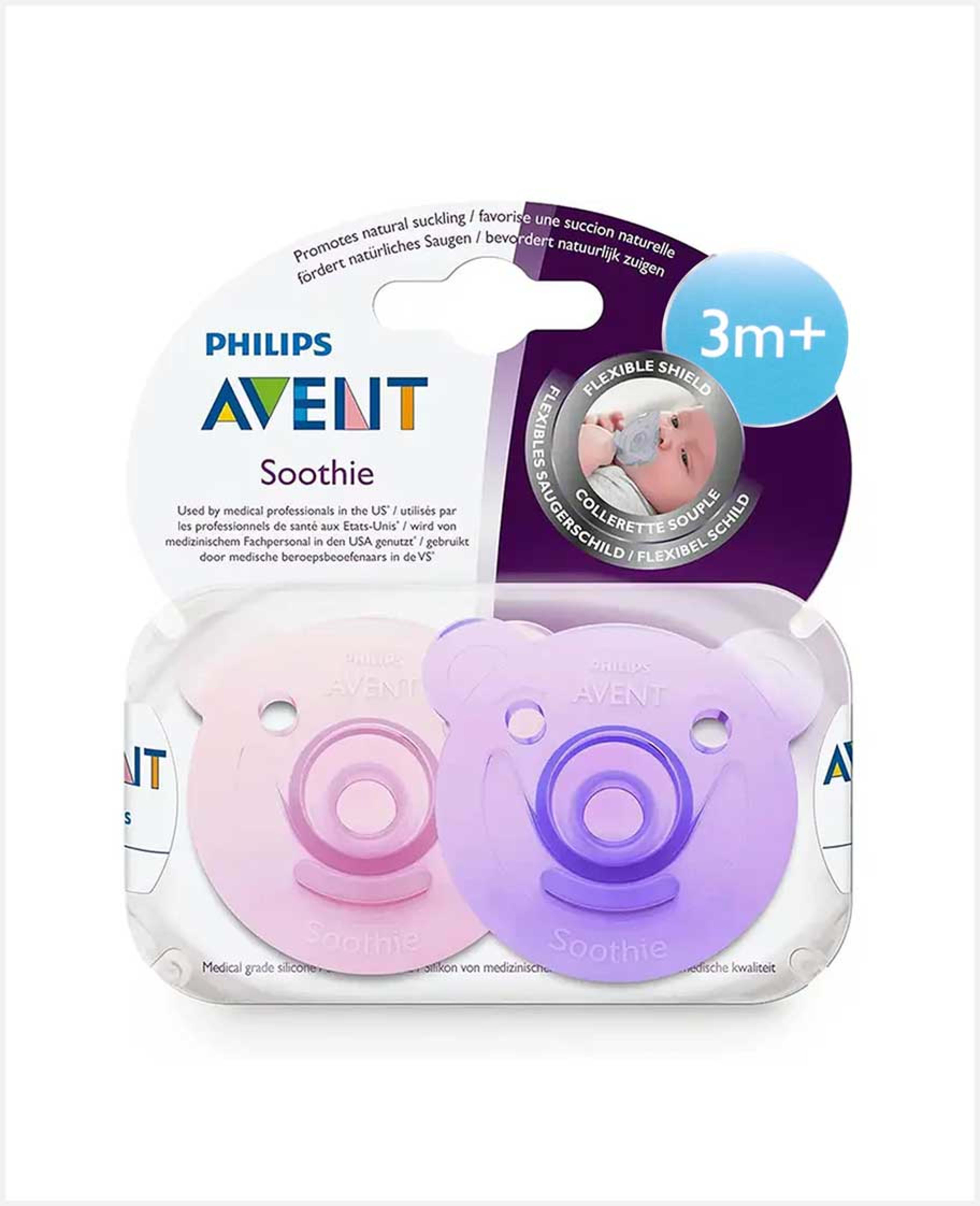 Philips Avent Soothie Silicone 3m Girl X2 Pa234