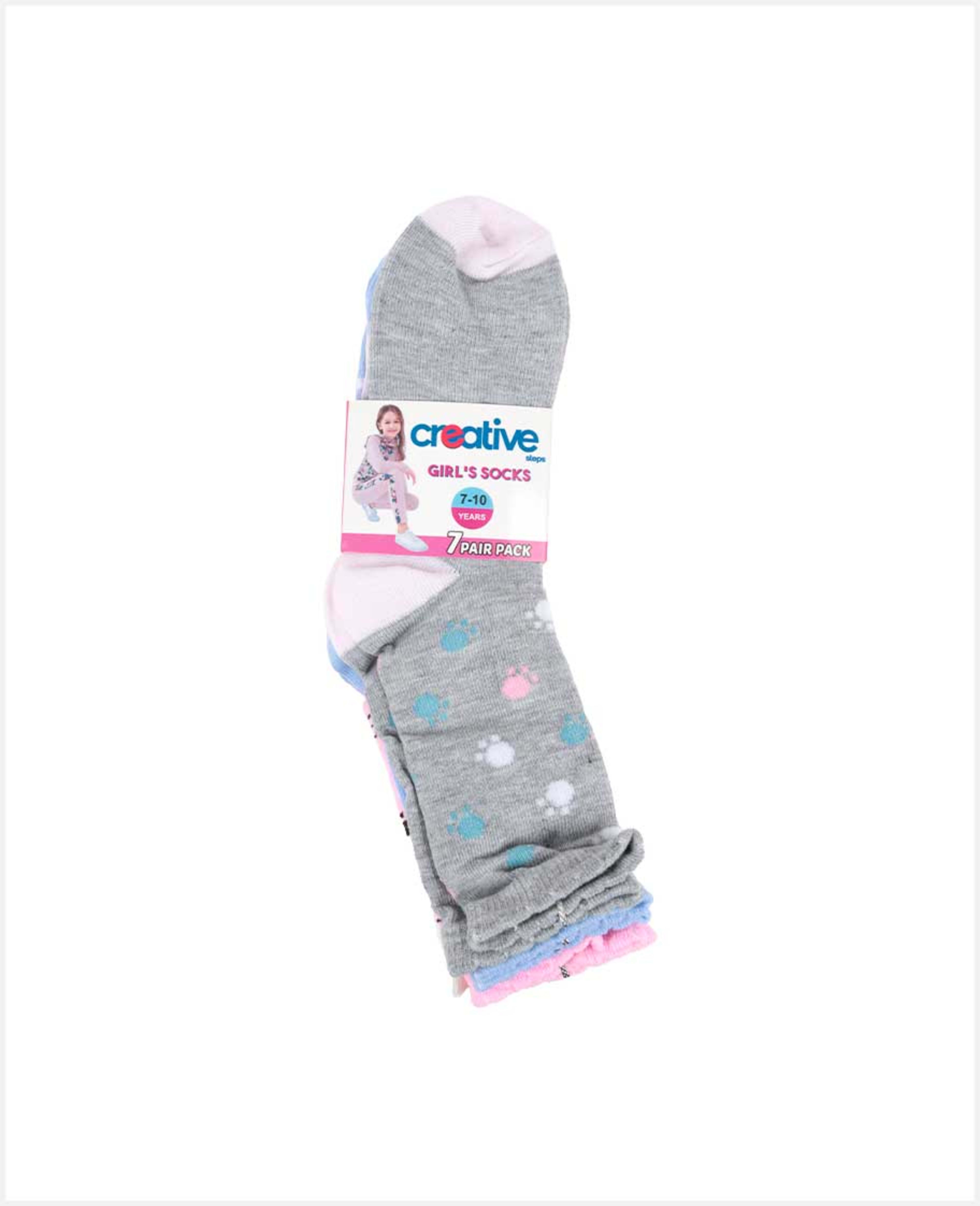 Creative Girls Long Crew Socks Assorted Set 7pcs 3-14yr Cgc-311