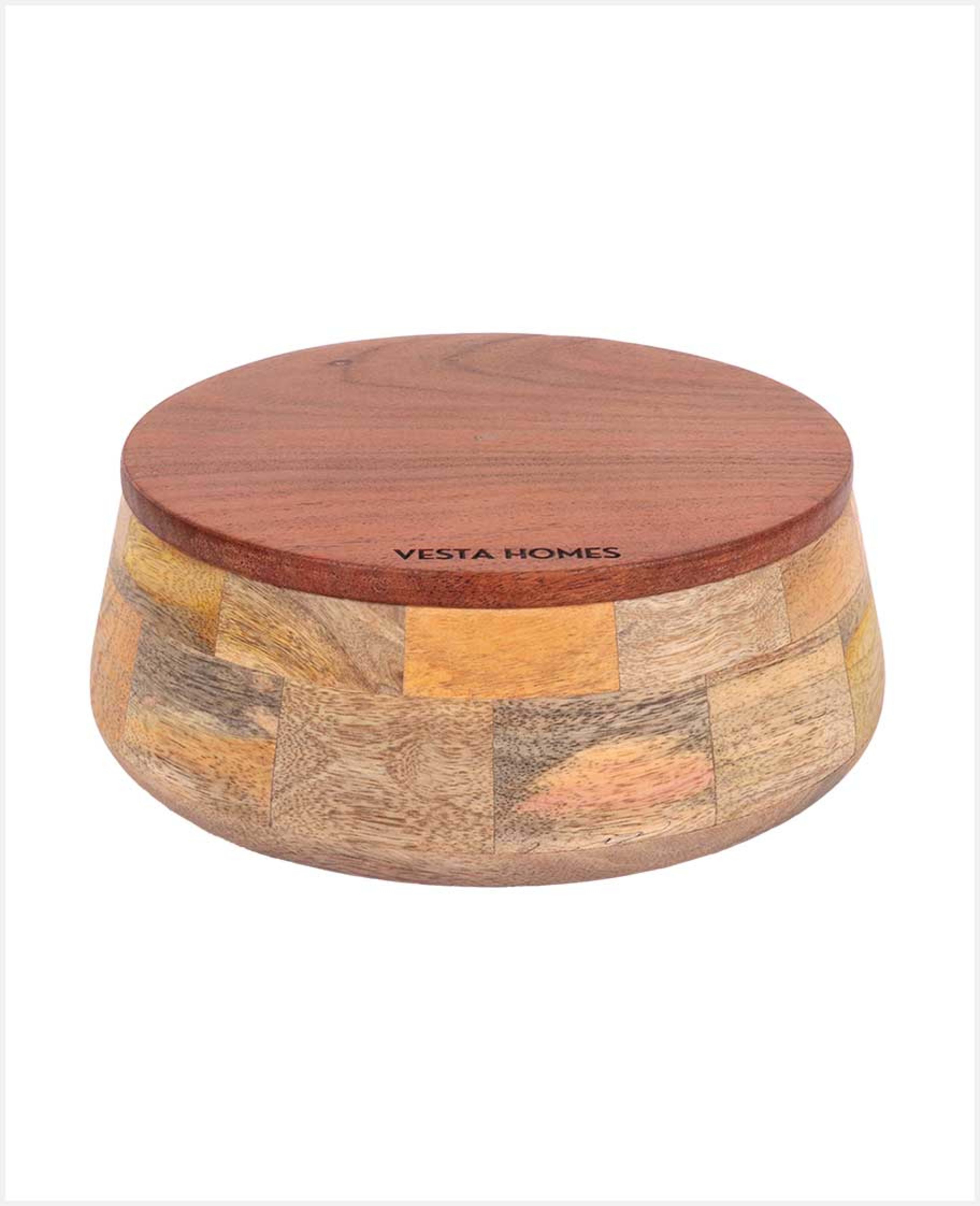 Vesta Casserole with Lid Mango/acacia Wood 9x9x4