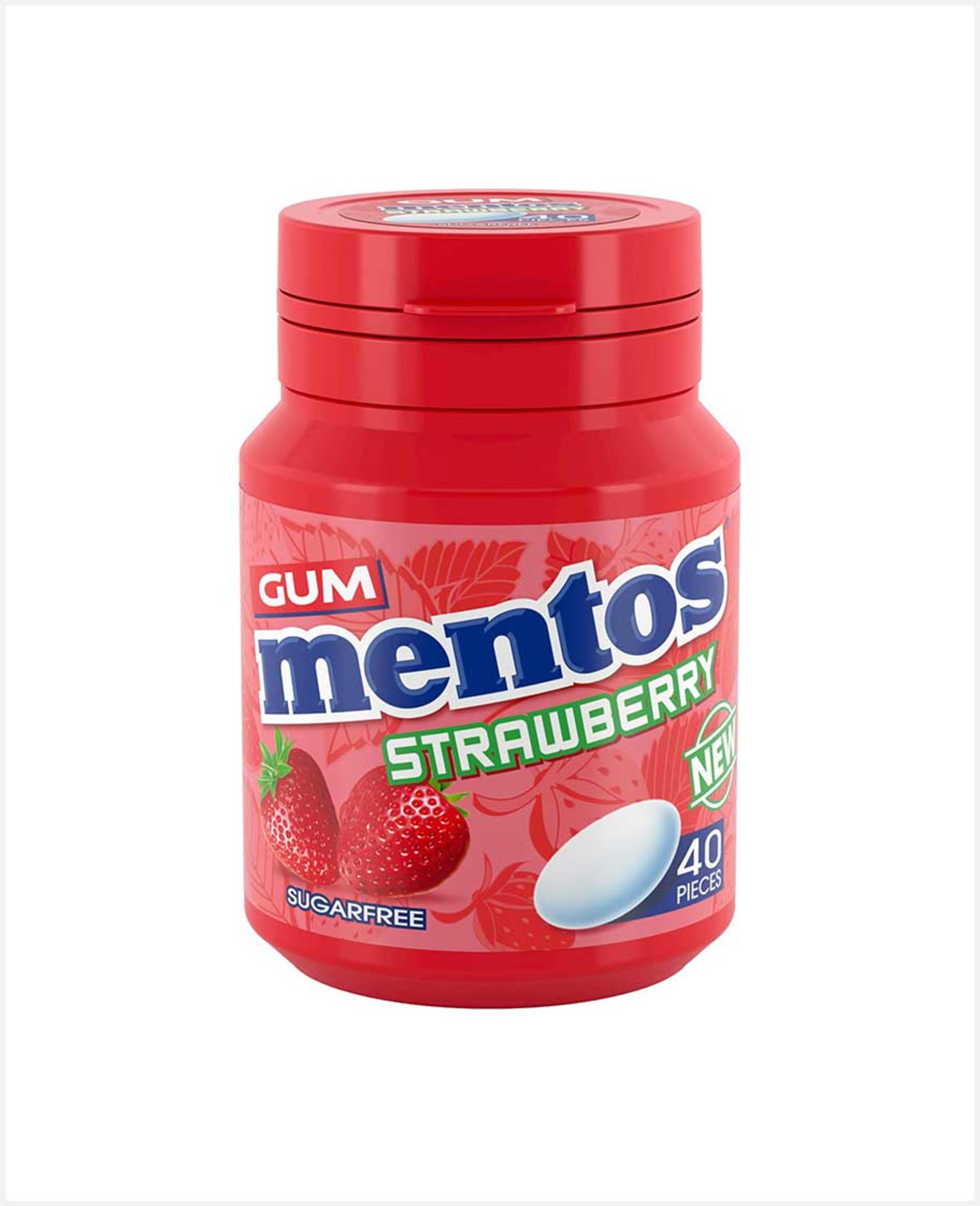 Mentos Strawberry Sugar Free Gum 40s 60gm - image 2