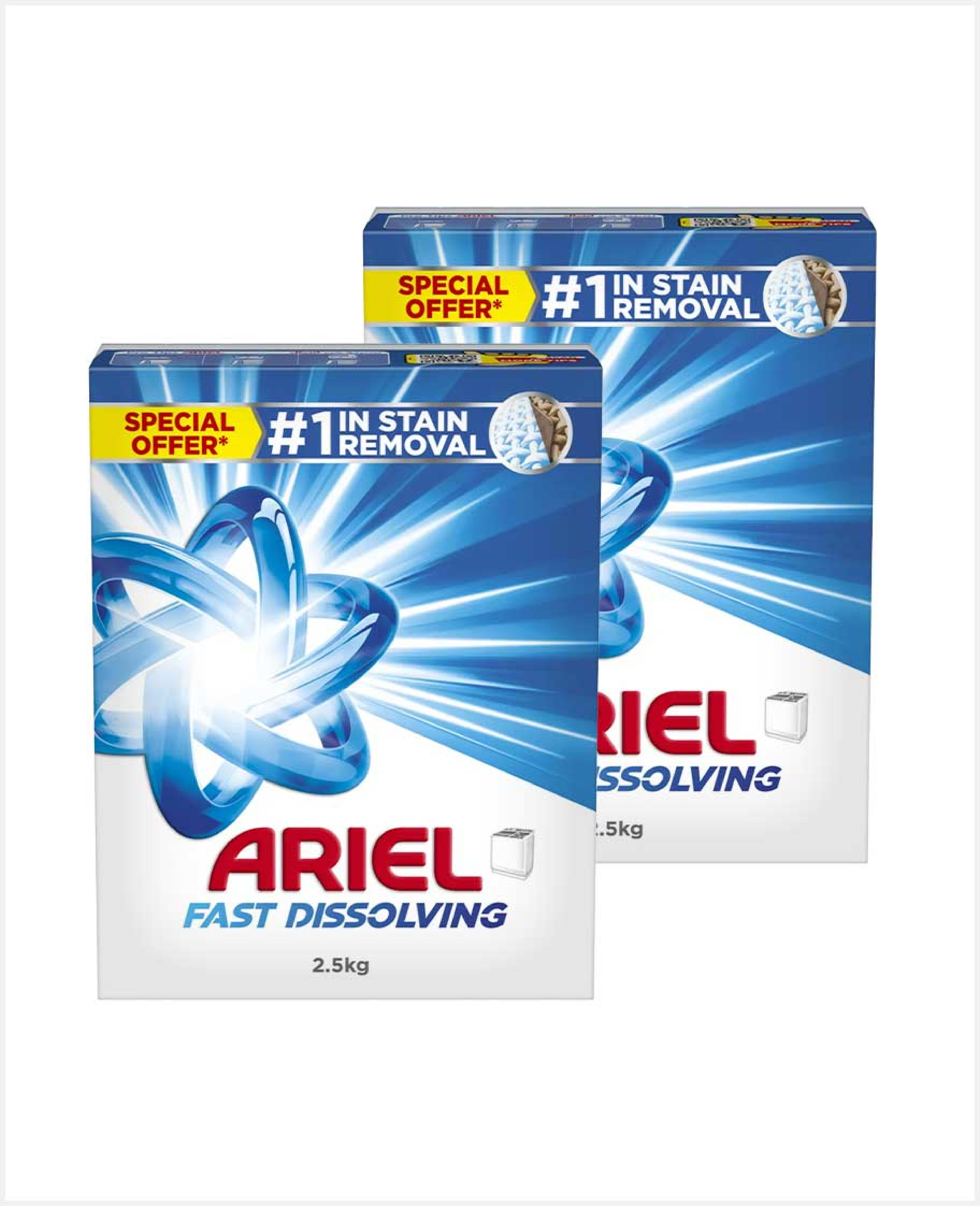 Ariel Fast Dissolving Detergent Powder 2x2.5kg