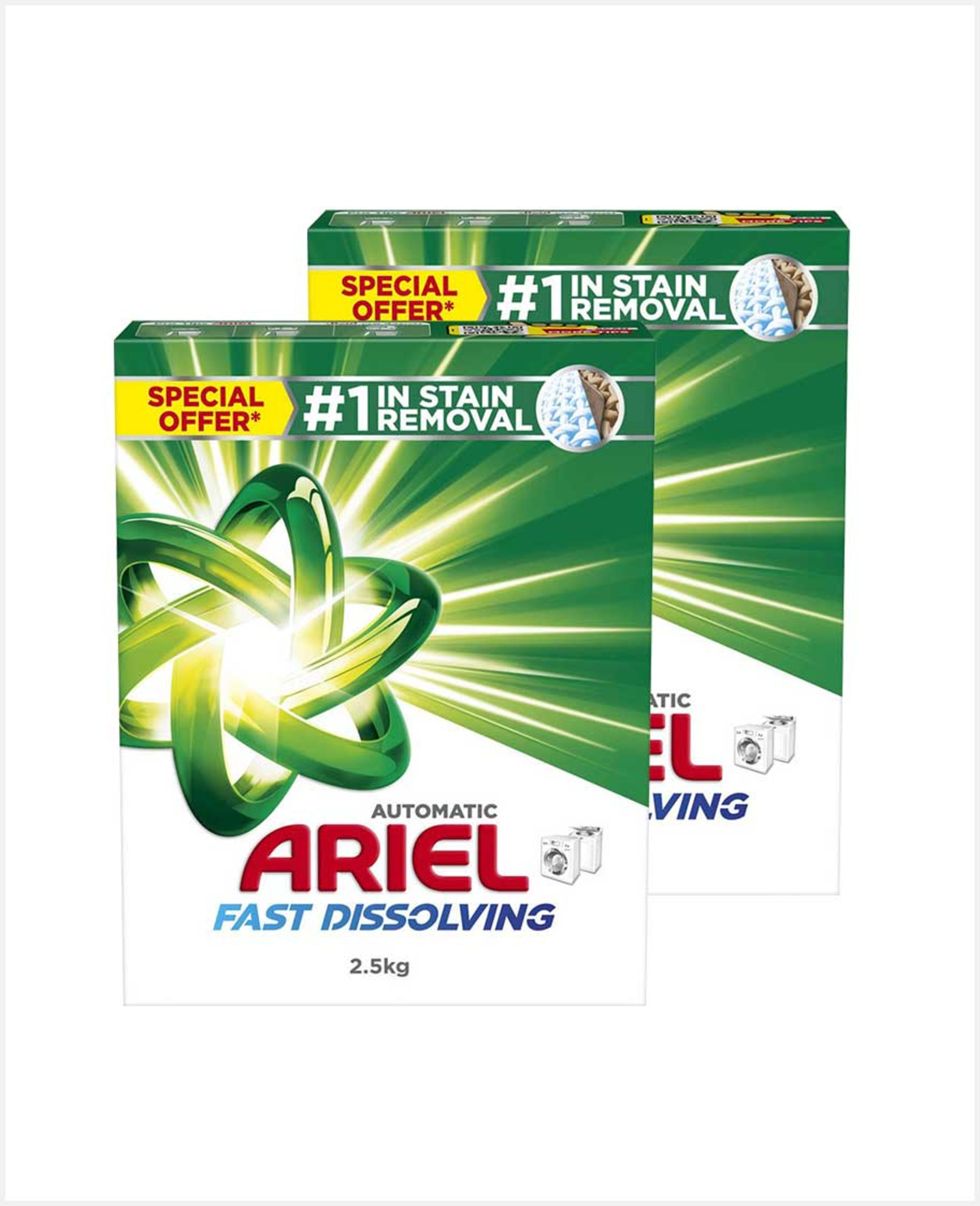 Ariel Fast Dissolving Automatic Detergent Powder 2x2.5kg