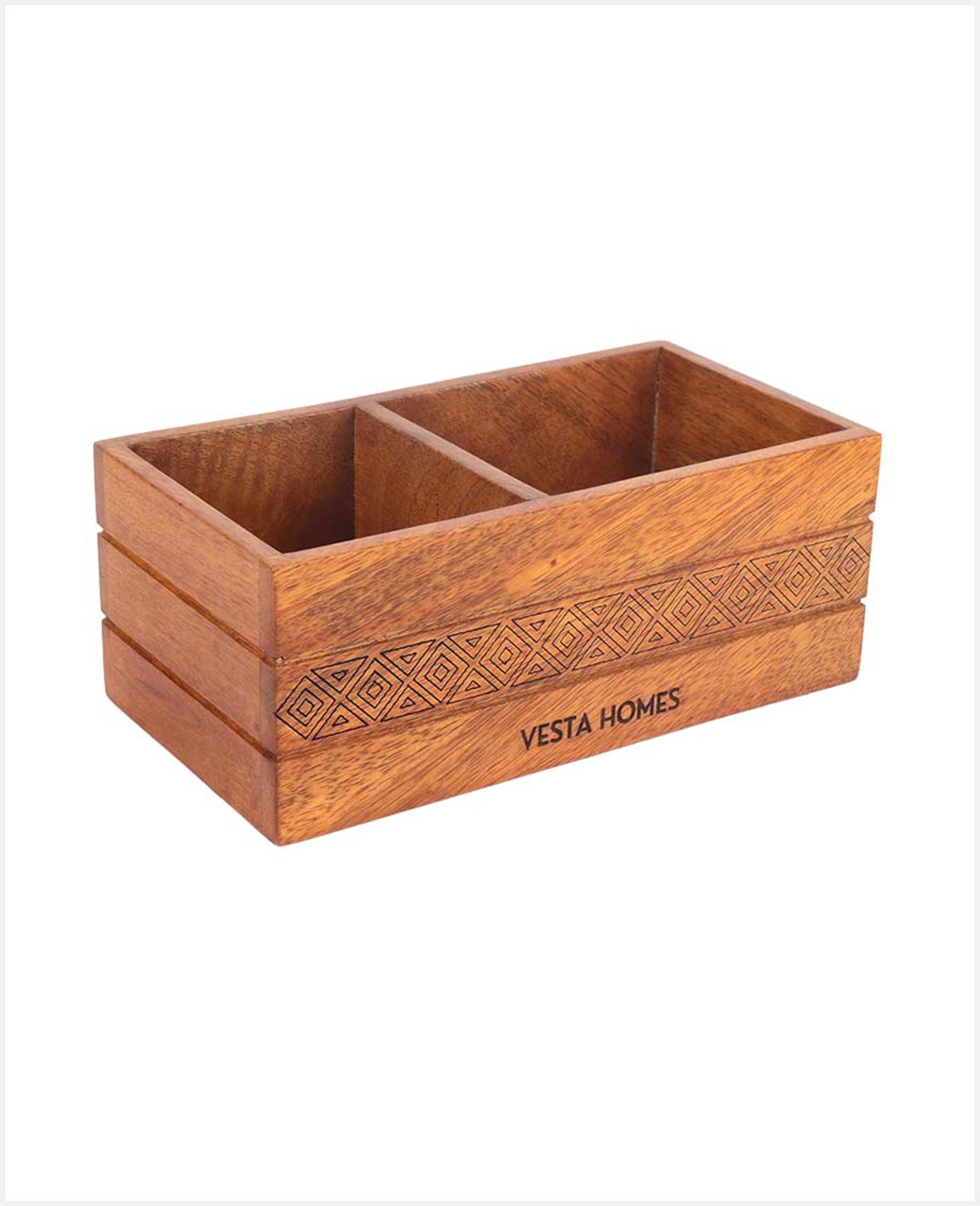 Vesta Cutlery Stand Mango Wood 8x4x3.25