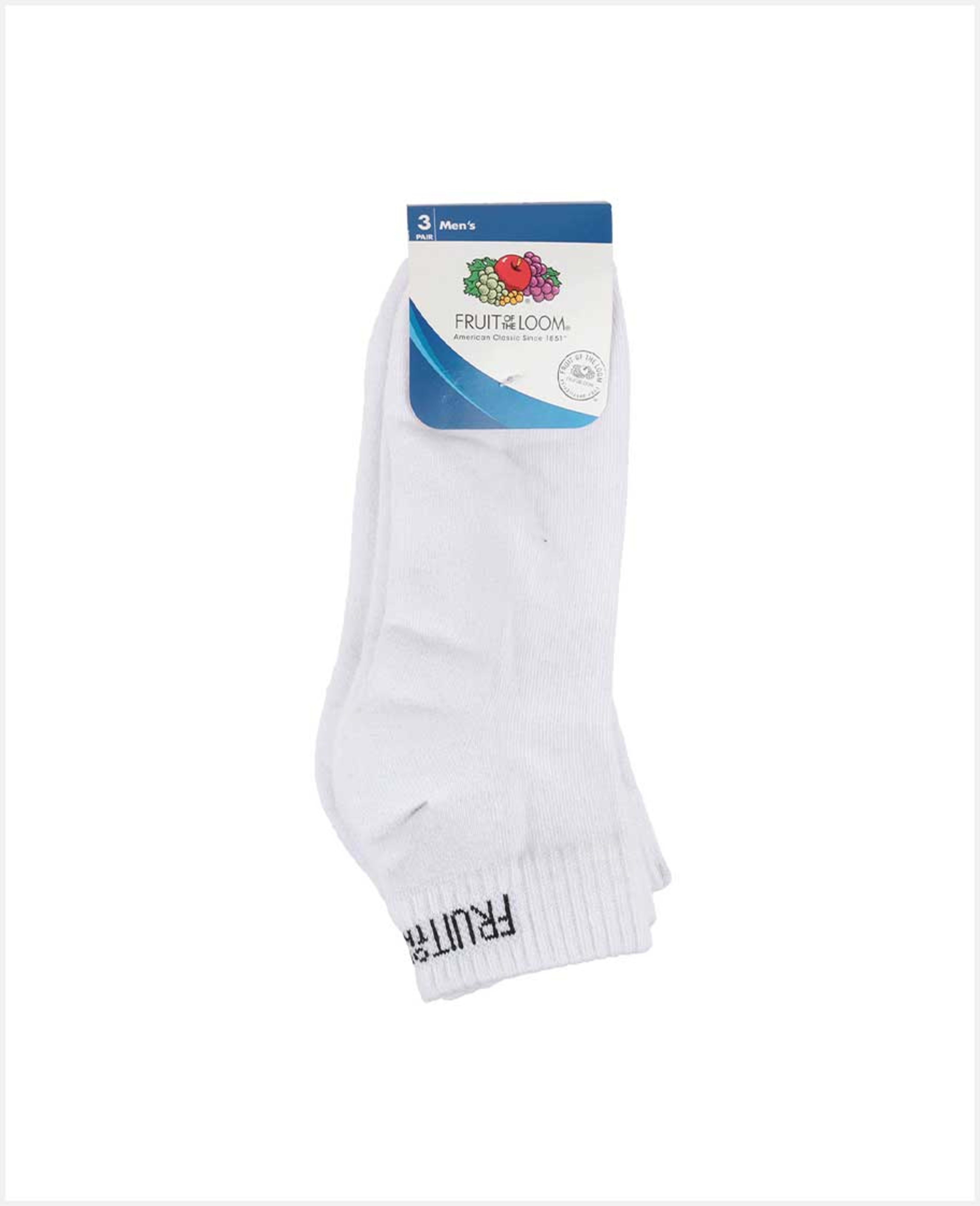 Fruit of the Loom Men Quarter Socks White 3pcs Rdf2926-2