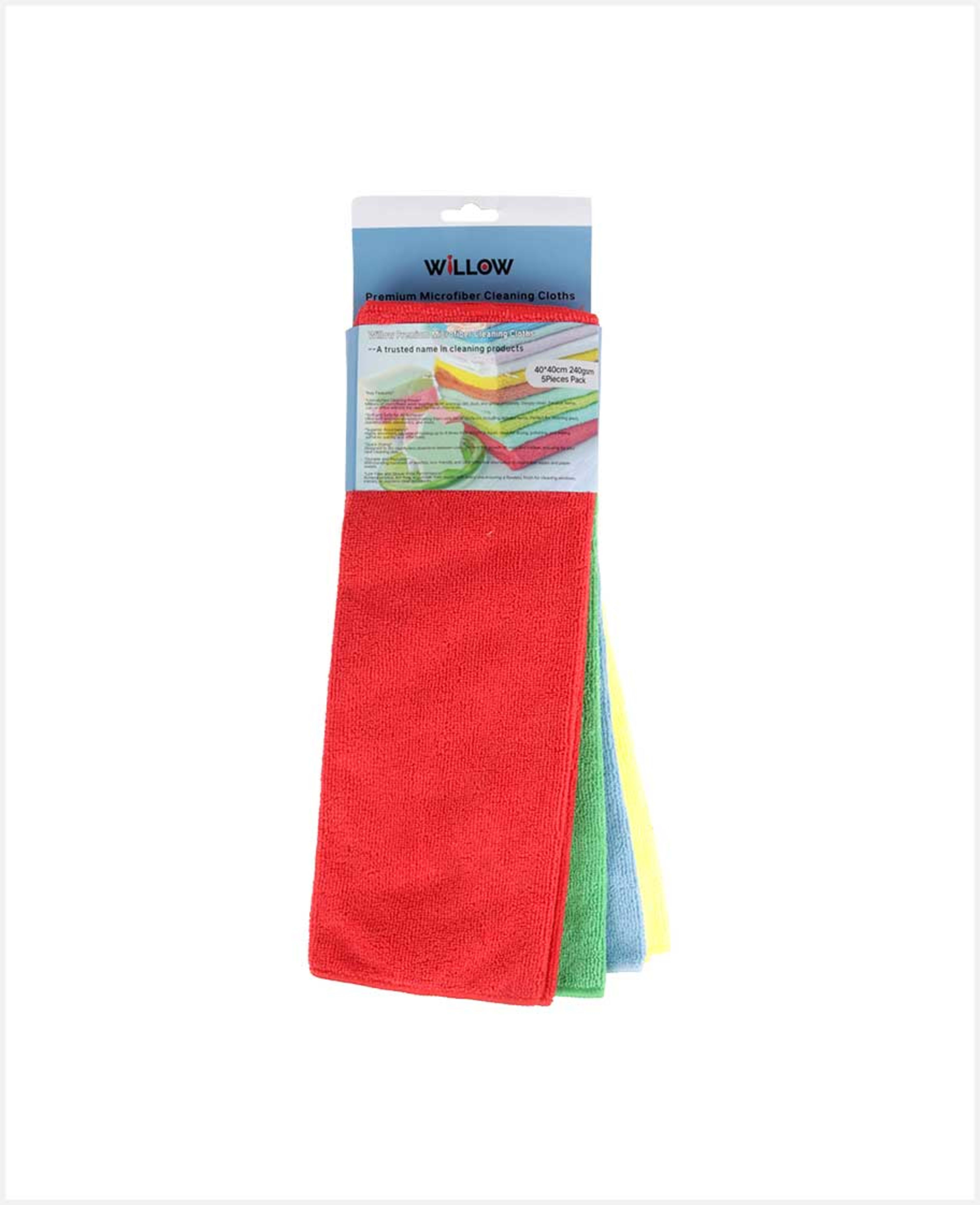 Willow Premium Microfiber Cleaning Cloth 40cmx40cm 5pcs
