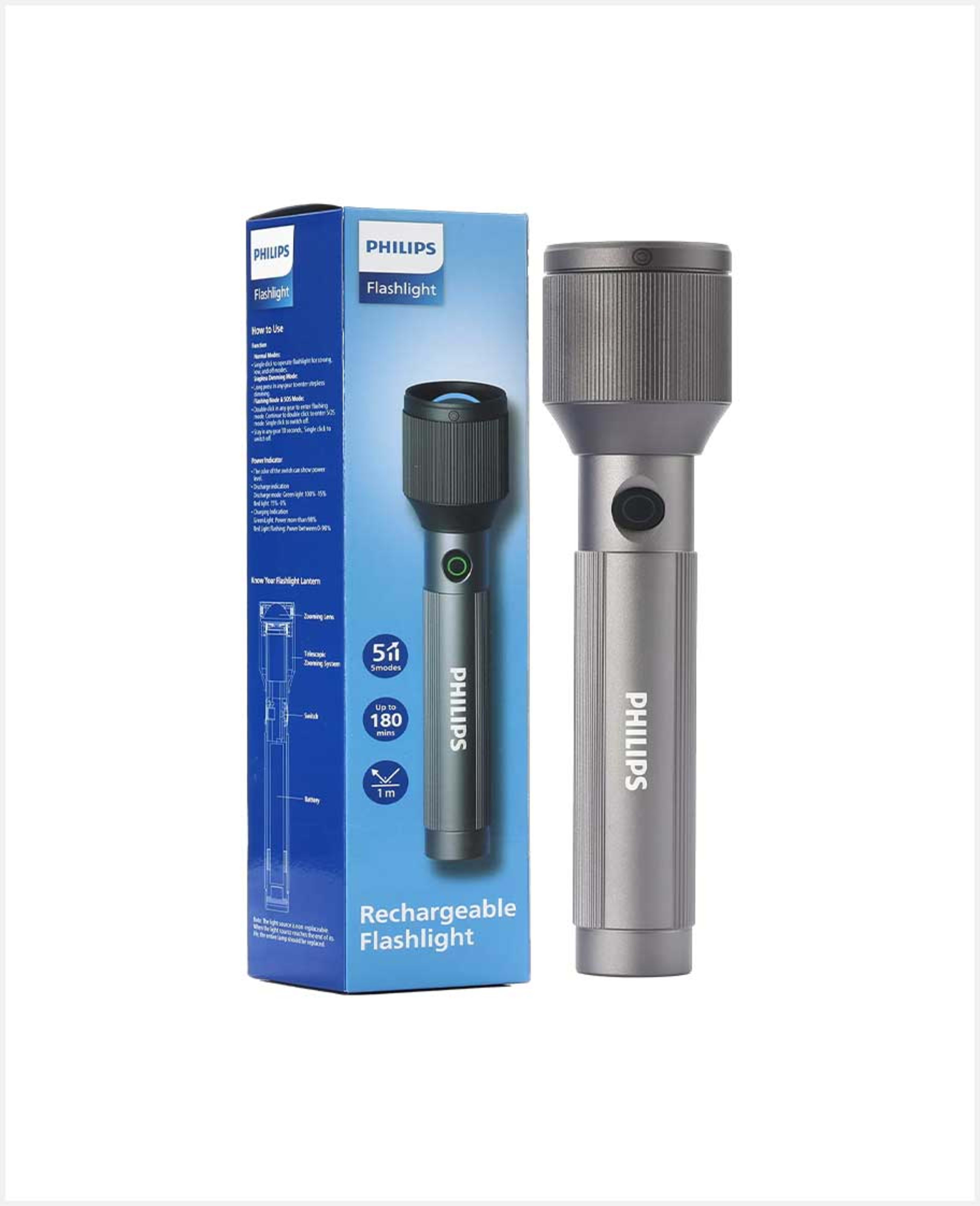 Philips Rechargeable LED Flash Light 2sc Sfl2242/56 - image 2