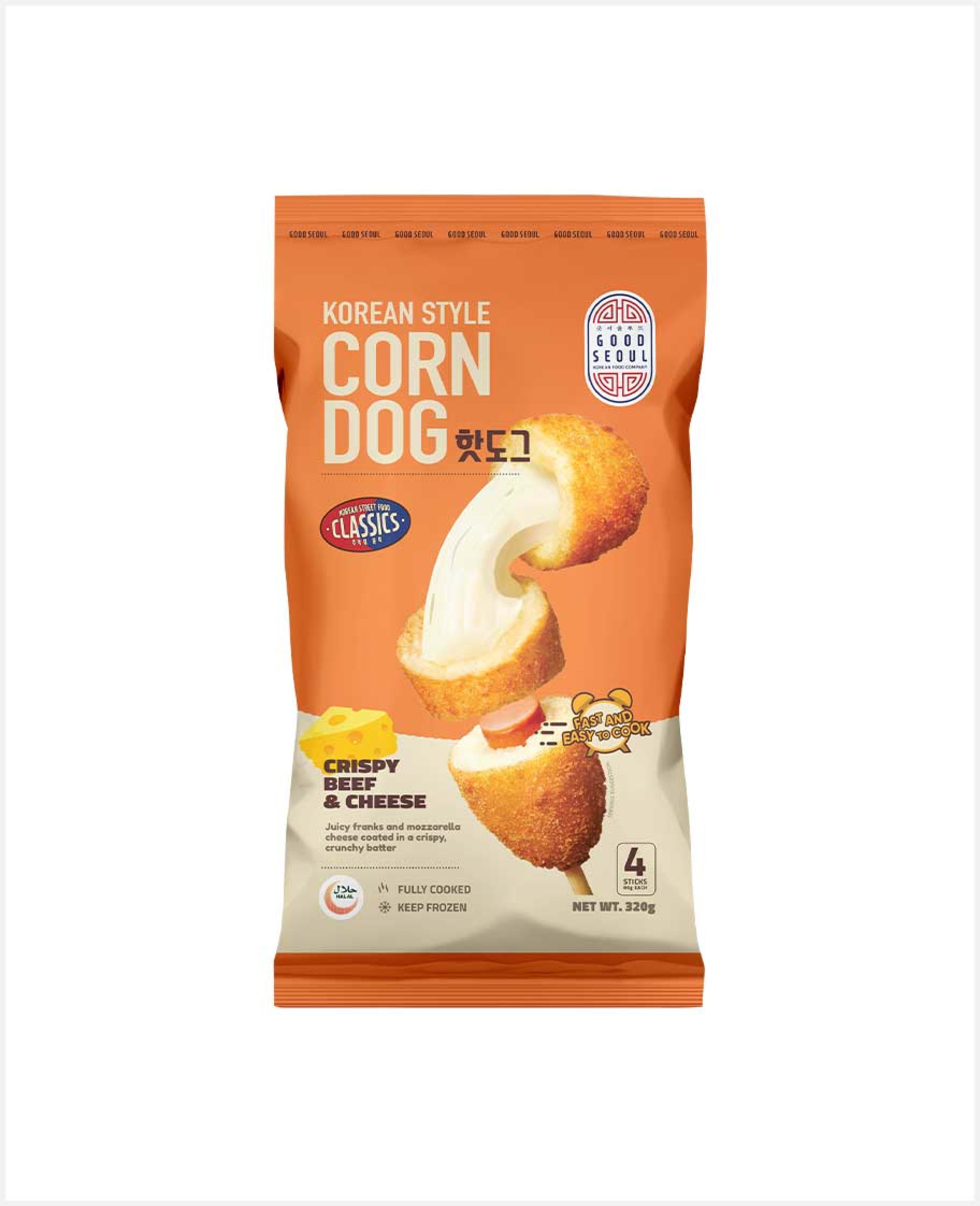 Good Seoul Korean Style Corn Dog Crispy Beef & Cheese 4pcs 320gm