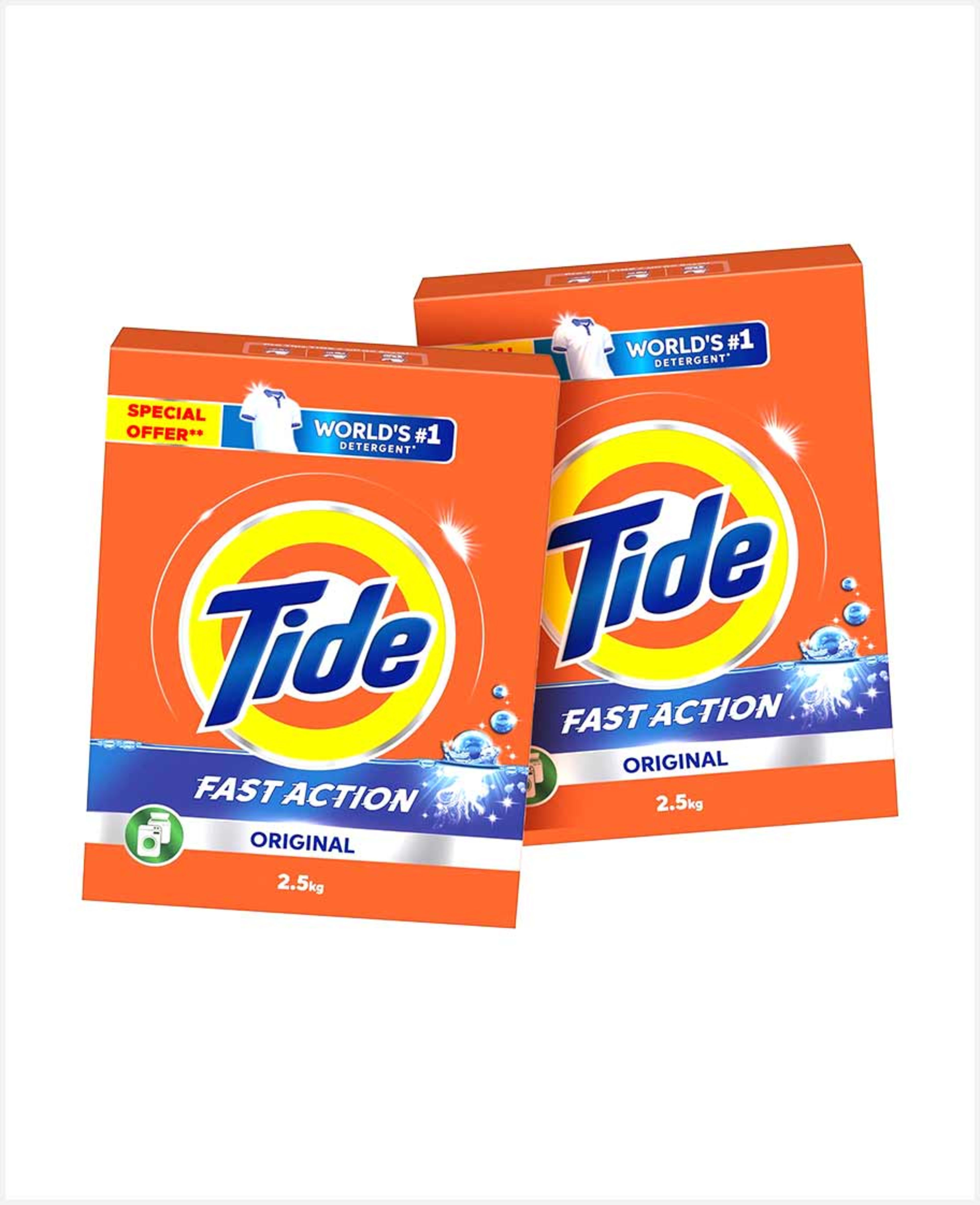 Tide Fast Action Ls Original Detergent Powder 2x2.5kg Promo