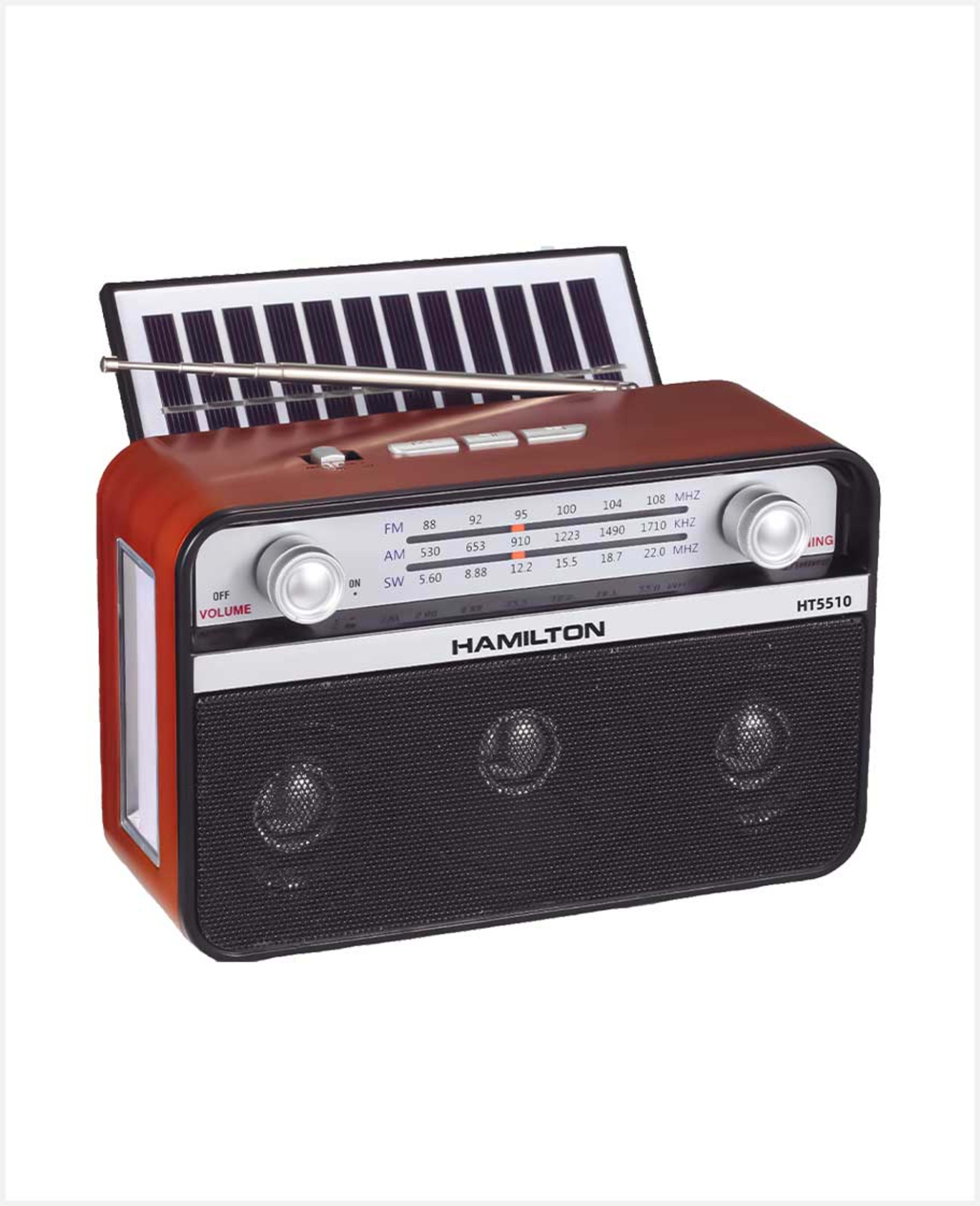 Hamilton Rechargeable Radio Builtin Solar Panel Am/fm/sw 3band W/bt/usb/tf Mp3 Player Ht5510