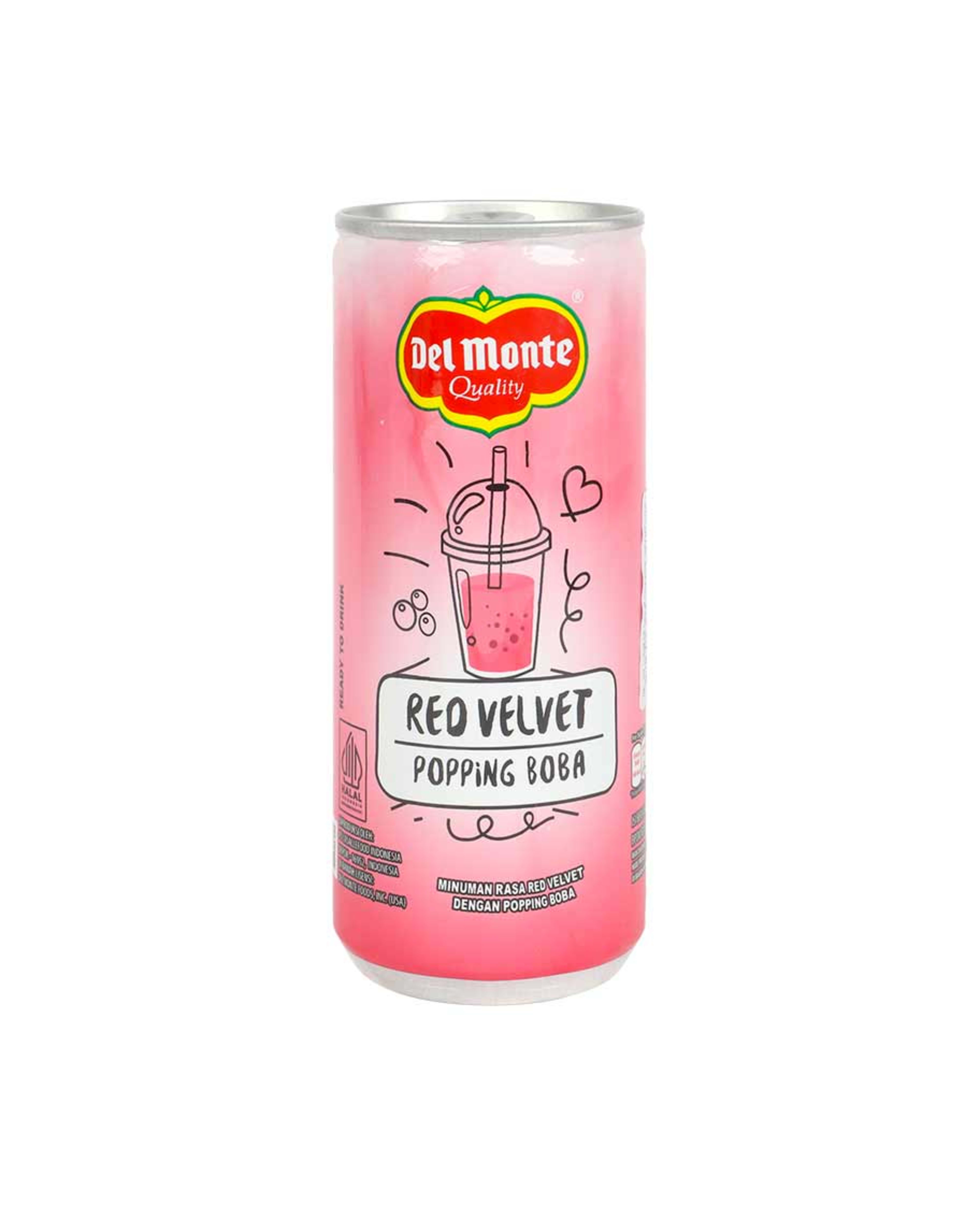 Del Monte Popping Boba Red Velvet Flavor Drink Can 240ml - image 2