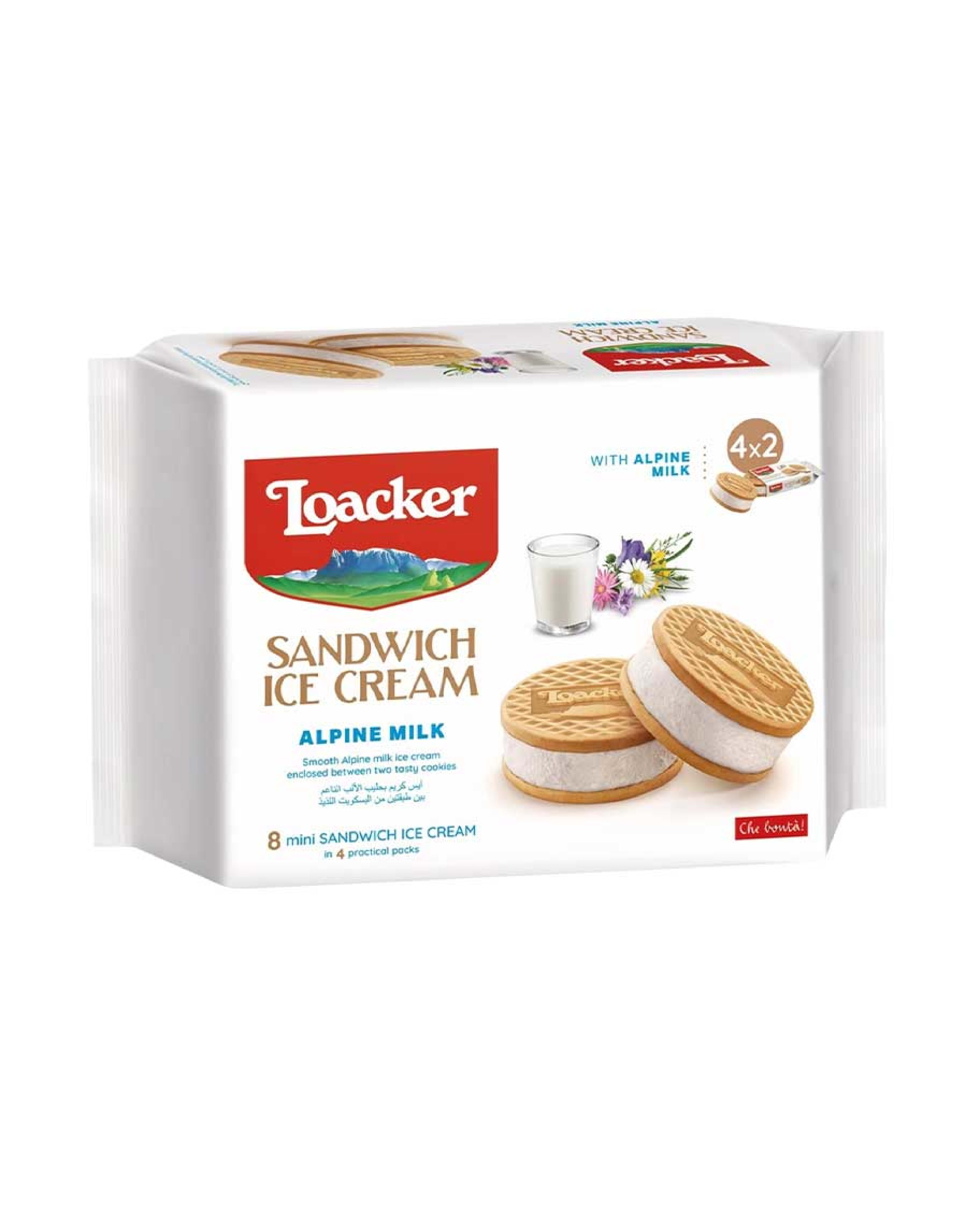 Loacker Alpine Milk Sandwich Ice Cream 8pcs 460ml