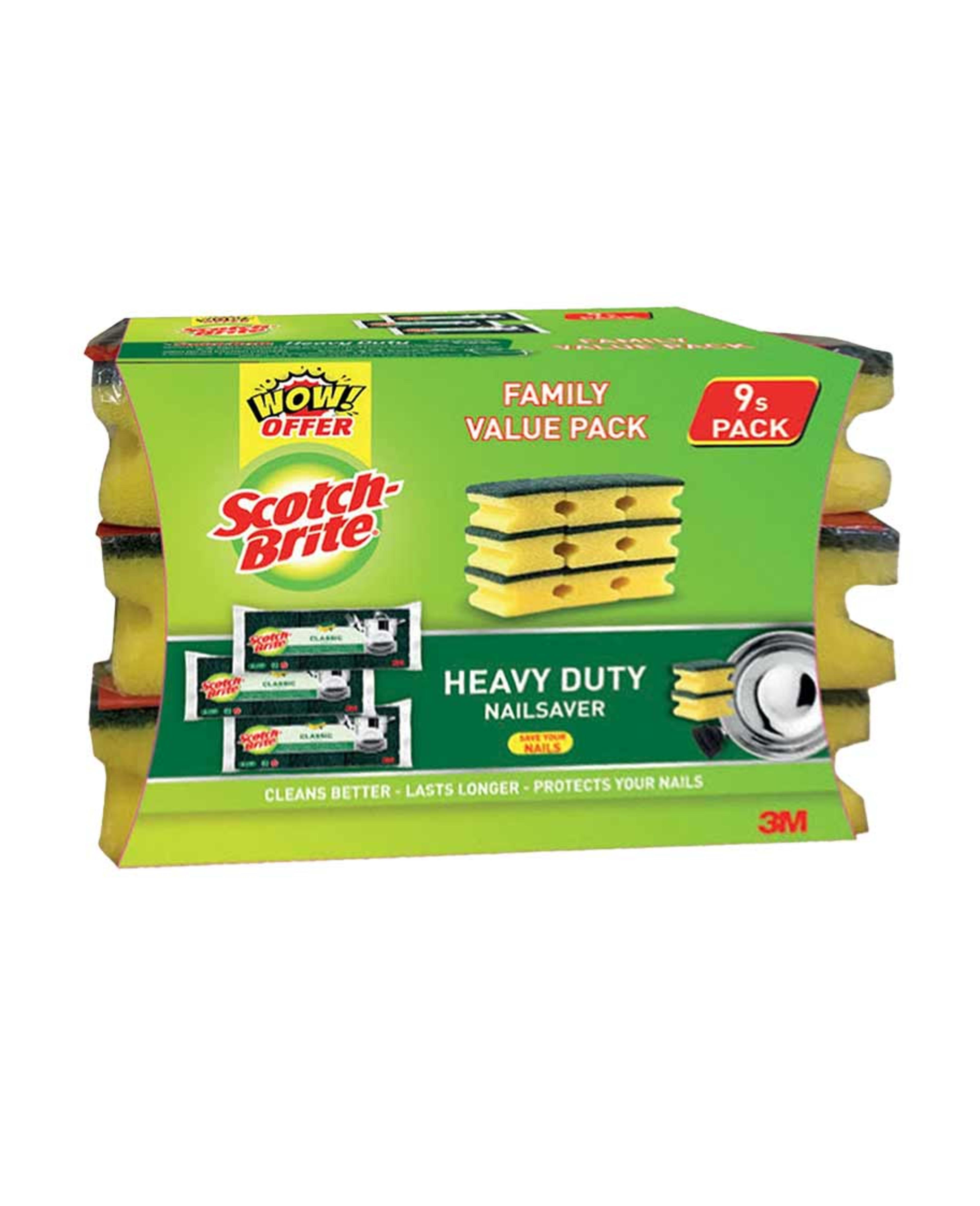 Scotch-brite Heavy Duty Nail Saver Scrub Sponge 9pcs