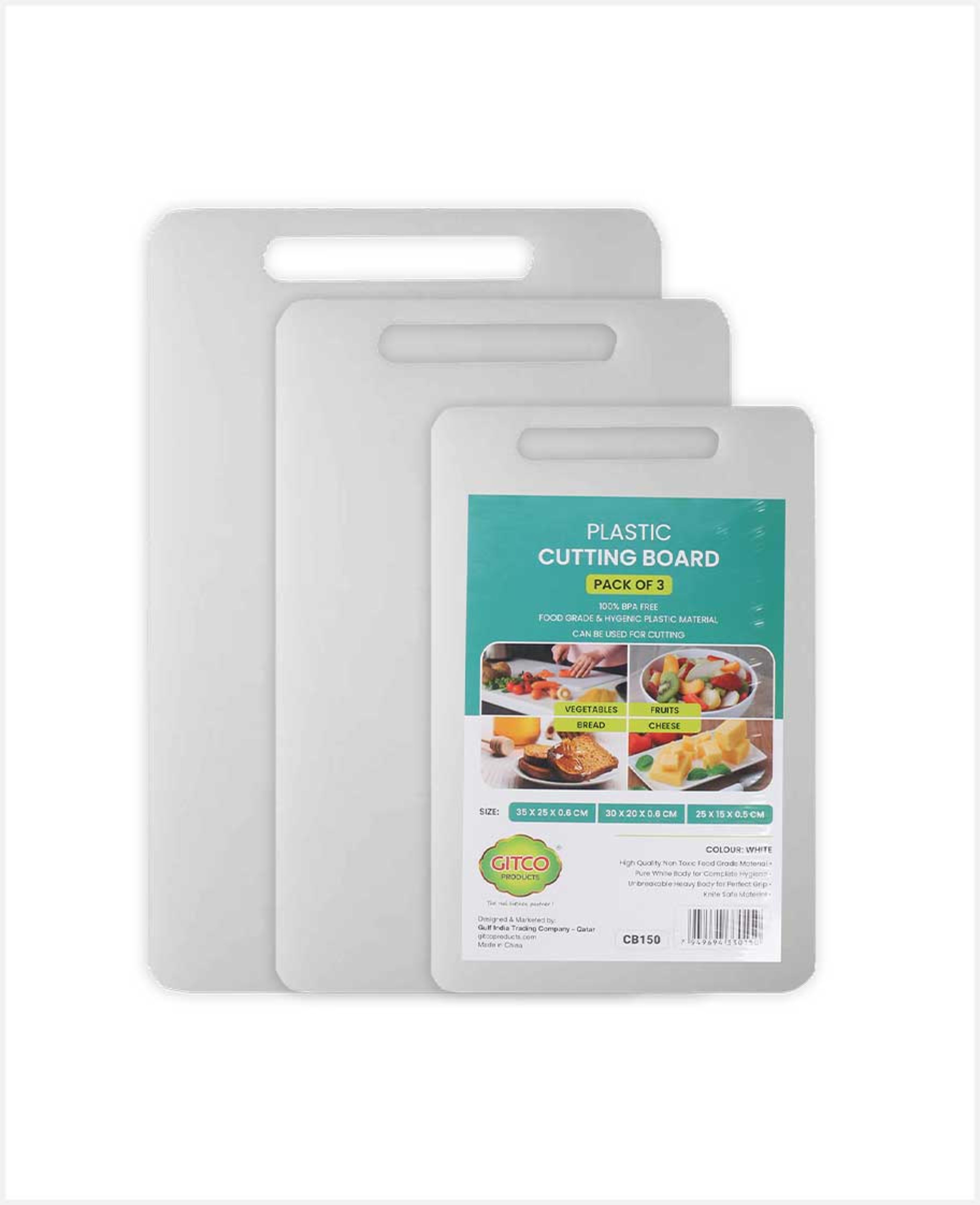 Gitco Plastic Cutting Board 3pcs Set Cb150