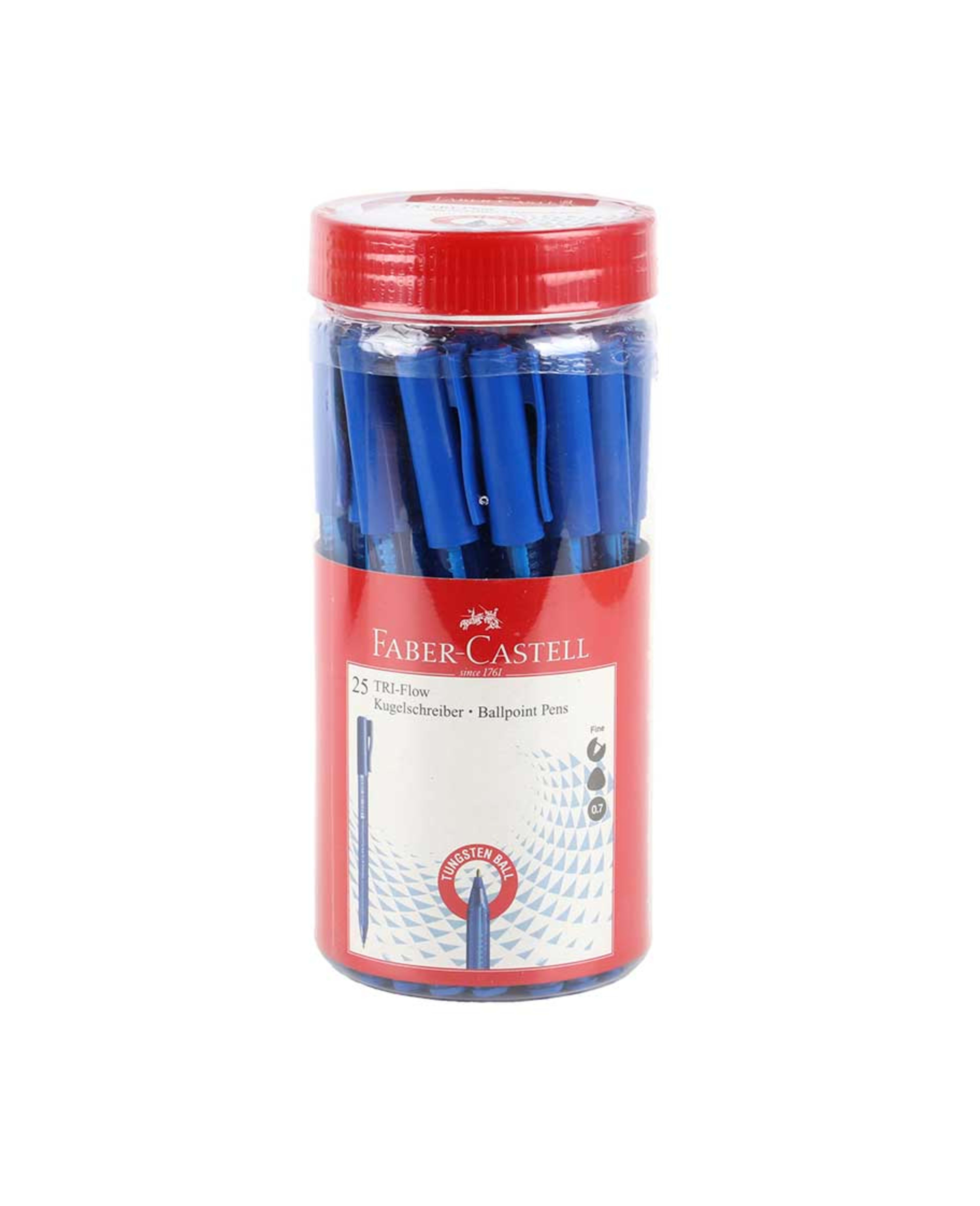 Faber-castell Triflow Ball Pen Jar of 25pcs Blue 0.7mm Fcin340825