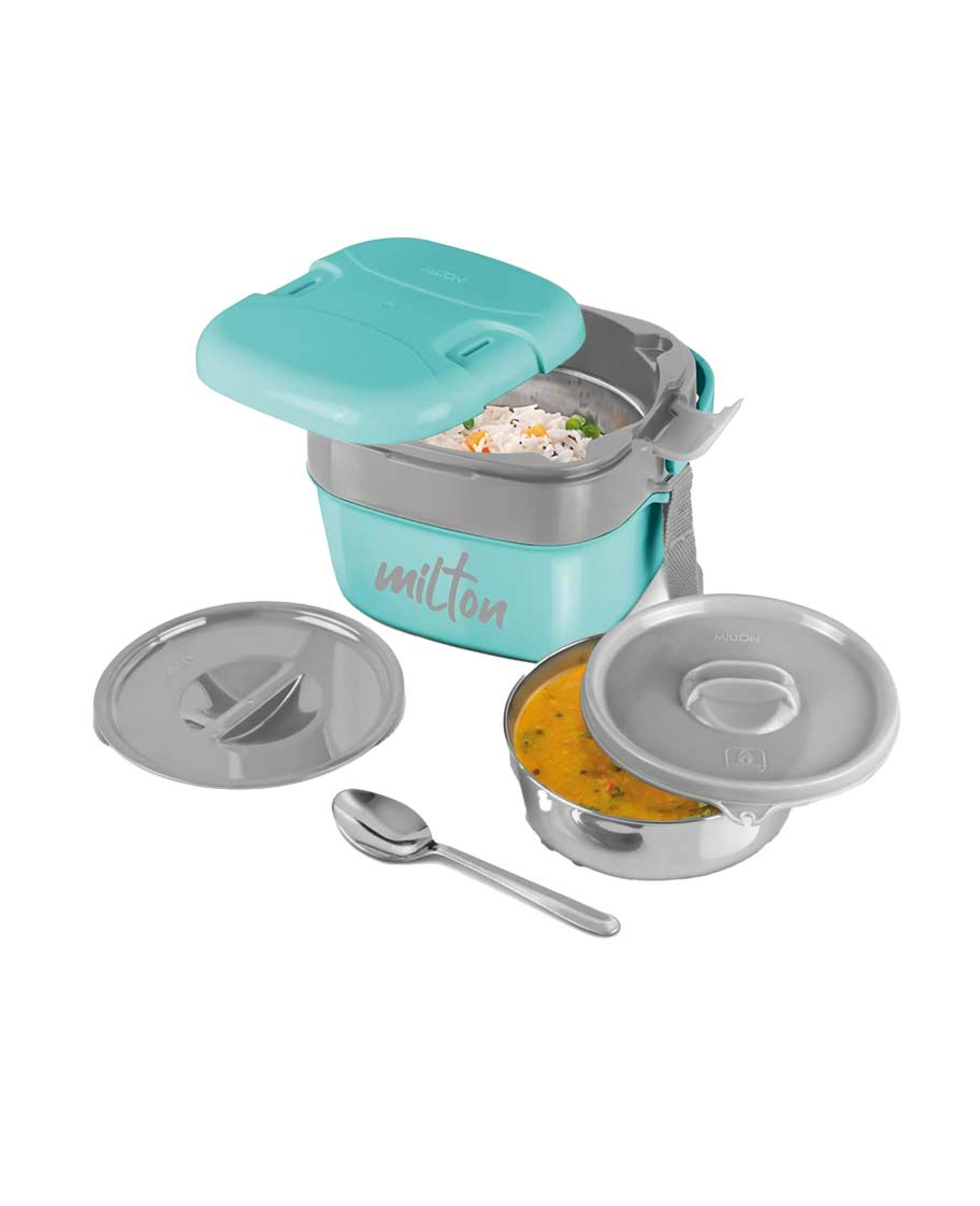 Milton Bts3 Cubic S/s Lunch Box Green 800ml Mt_cubsm_aqg