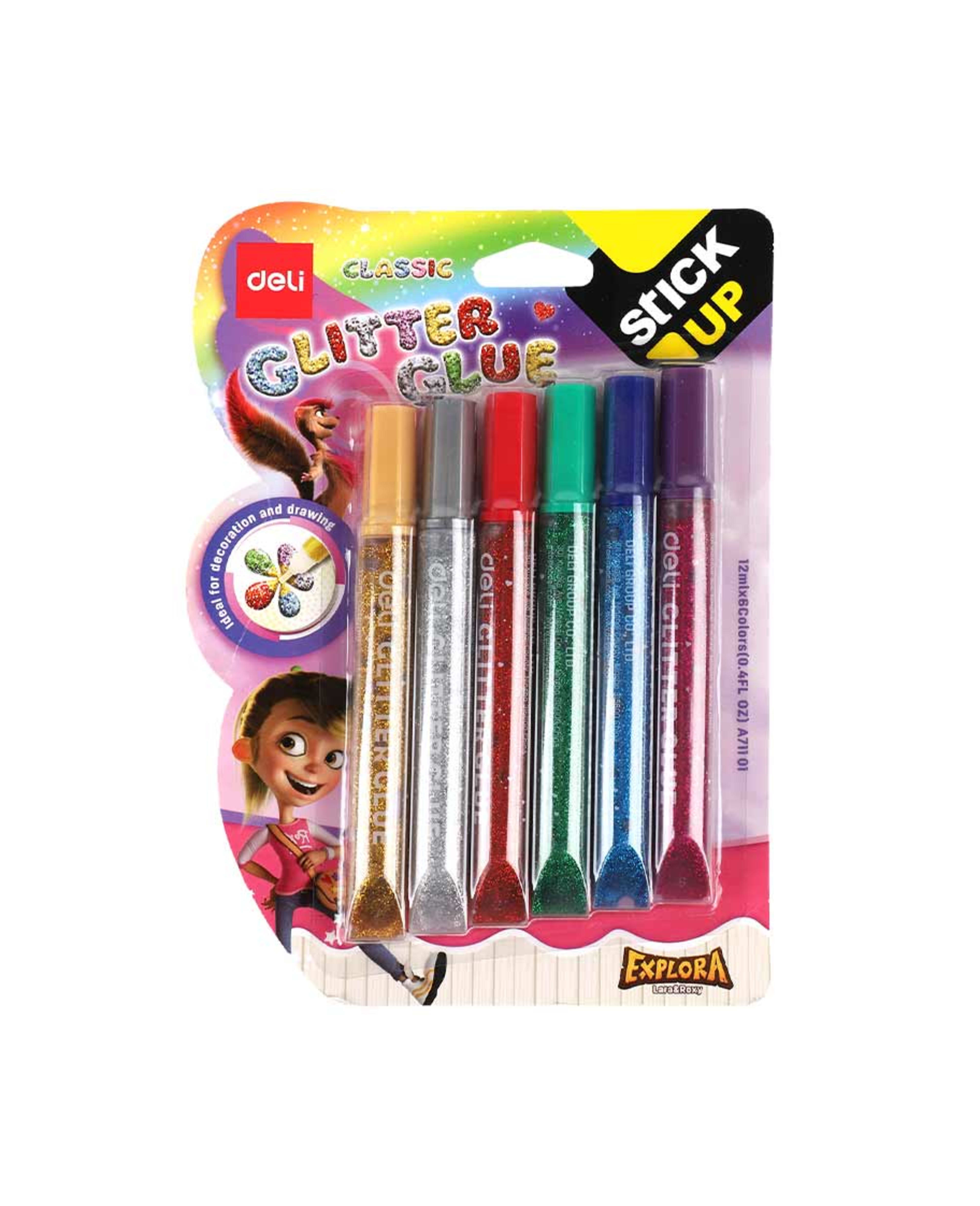 Deli Classic Glitter Glue 12mlx6pcs A71101