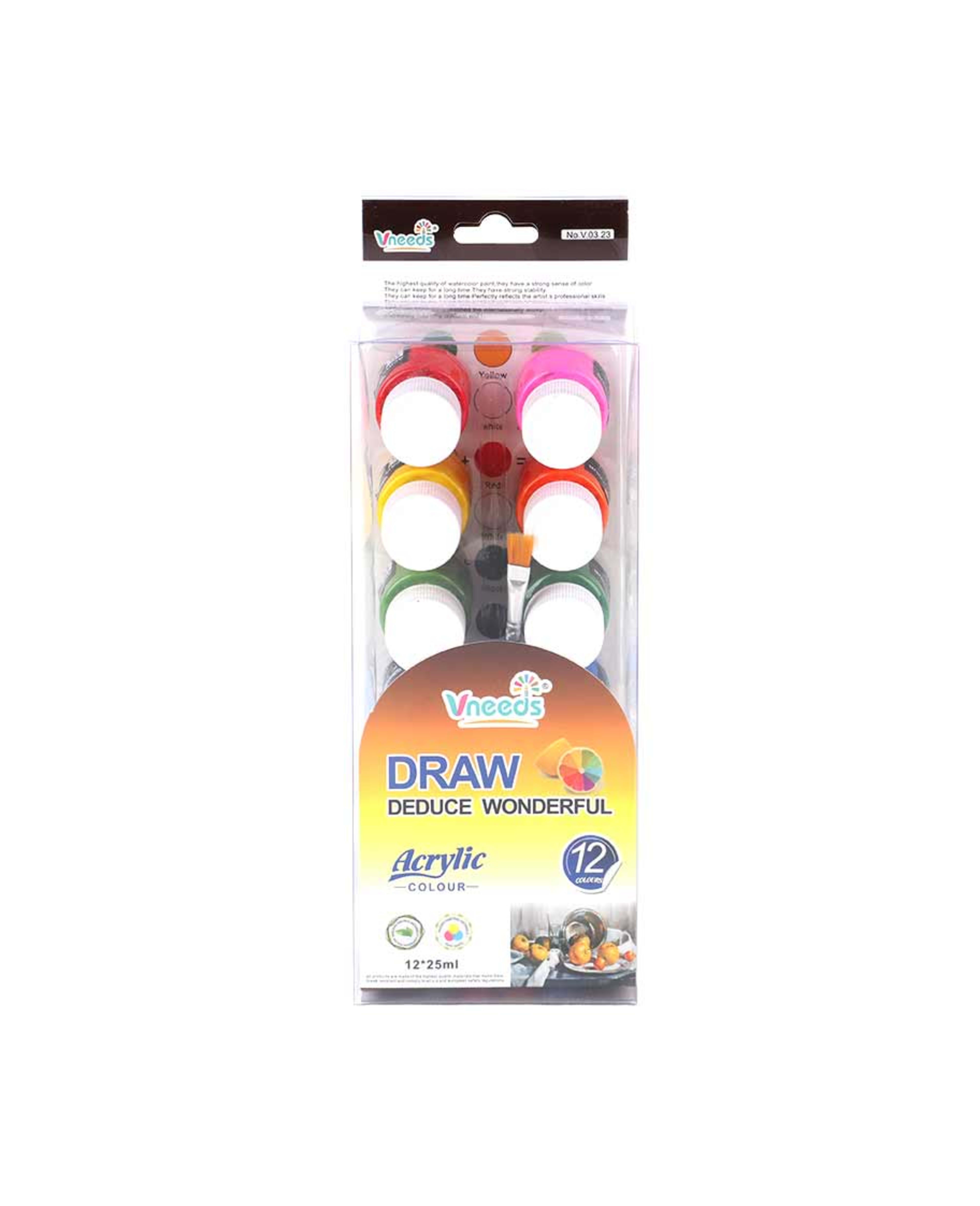 Vneeds Acrylic Colour Bottle 12pcs V0323