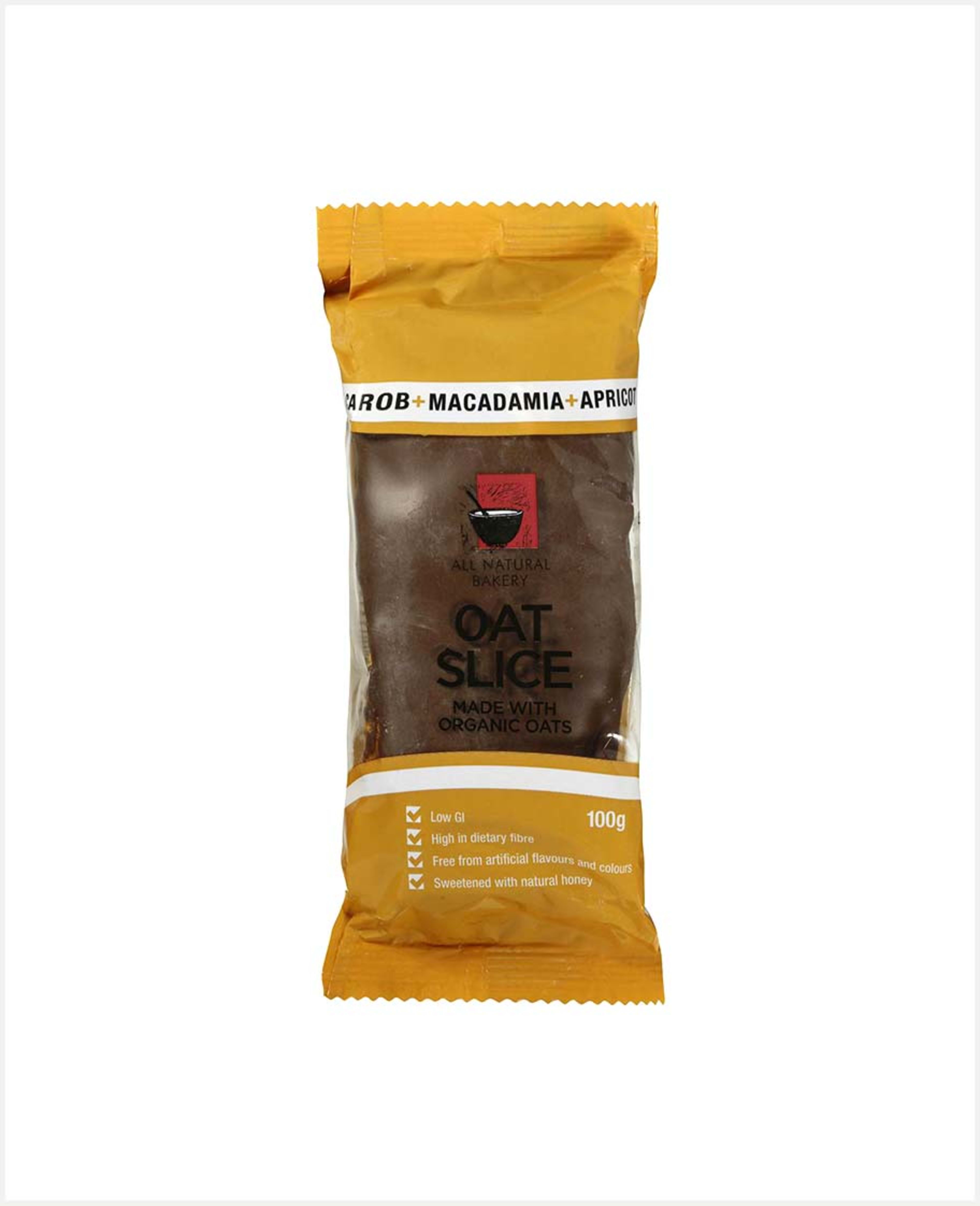 All Natural Bakery Carob Macadamia & Apricot Oat Slice 100gm