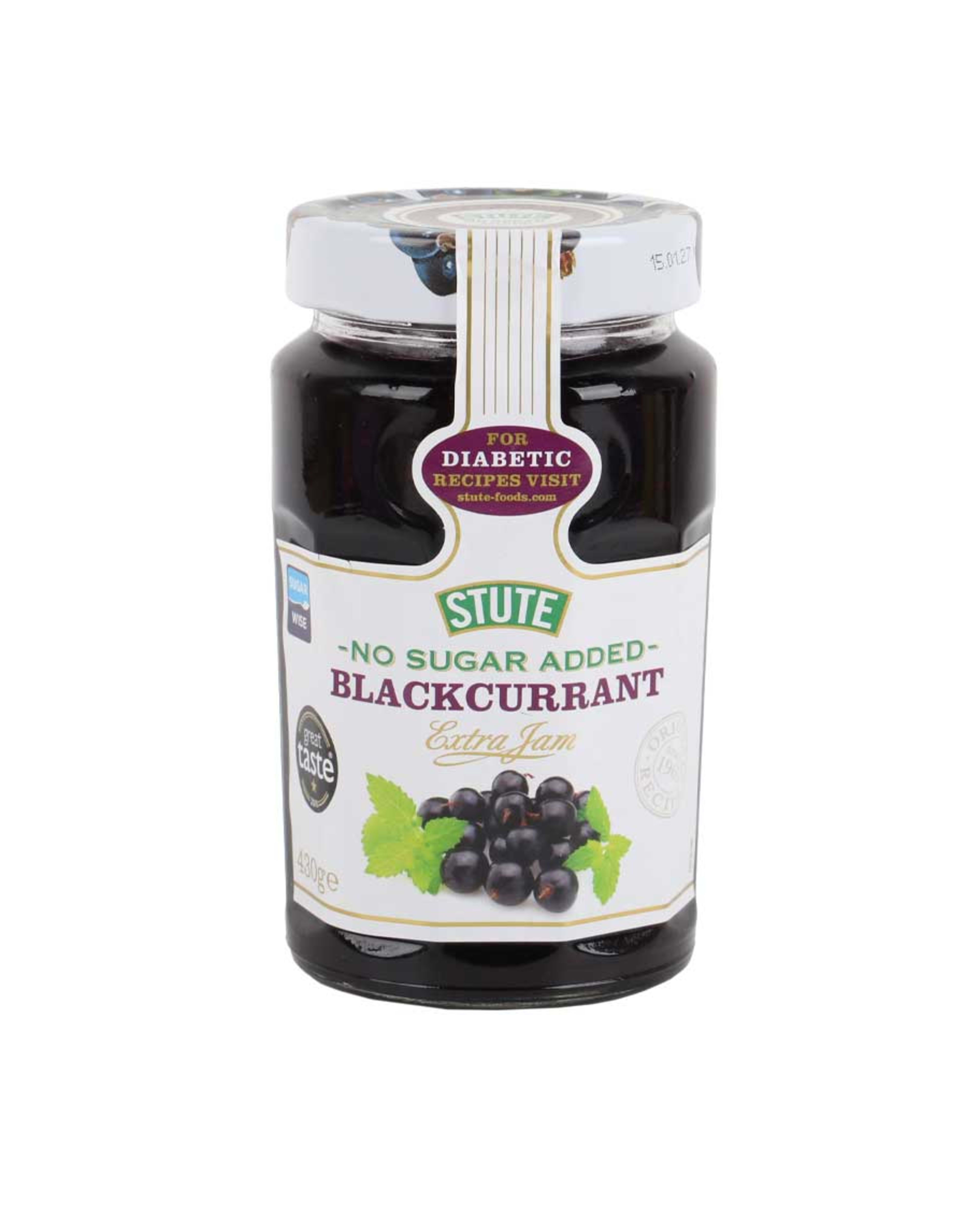 Stute No Sugar Added Blackcurrant Extra Jam 430gm