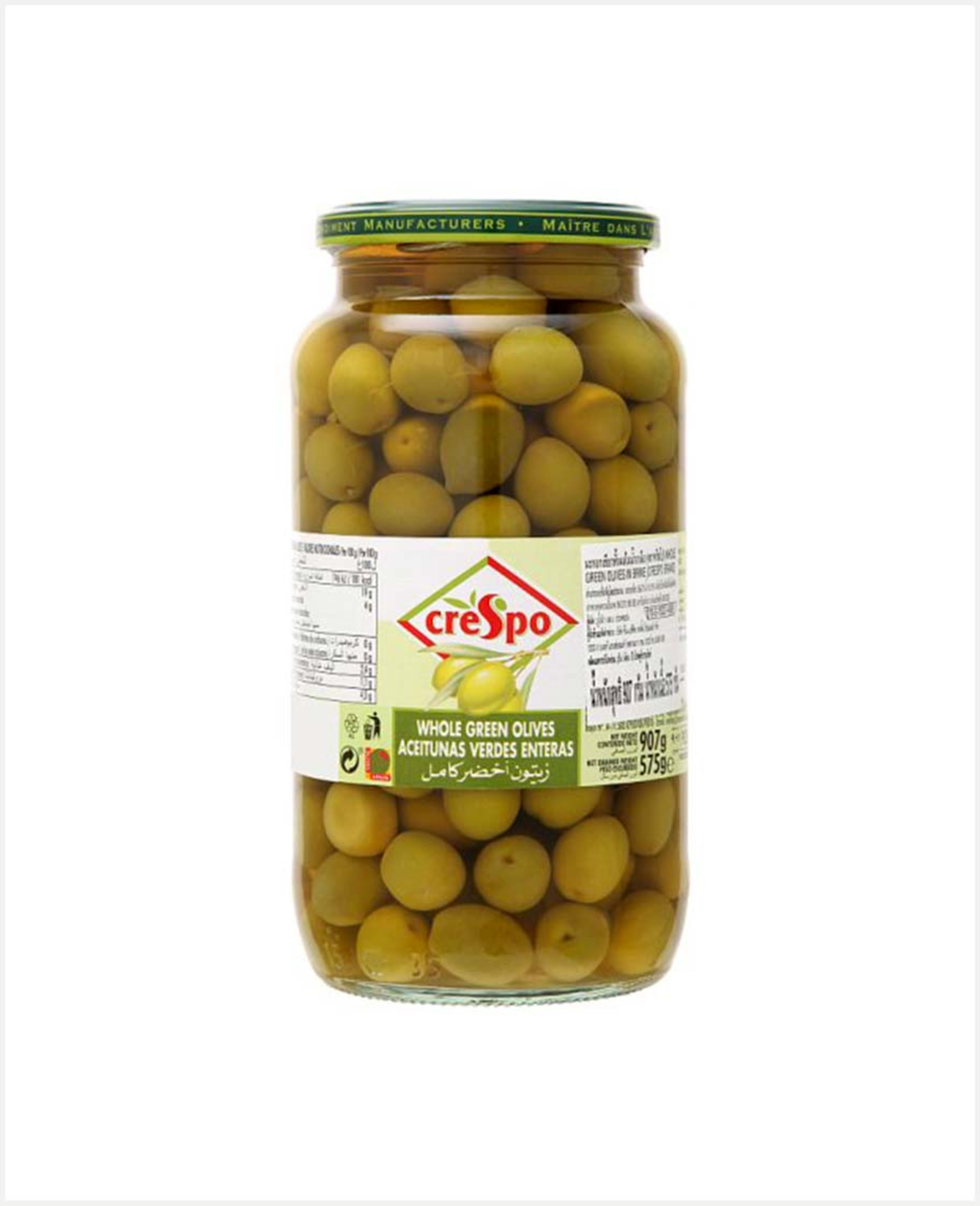 Crespo Whole Green Olives 575gm (nw 907gm)