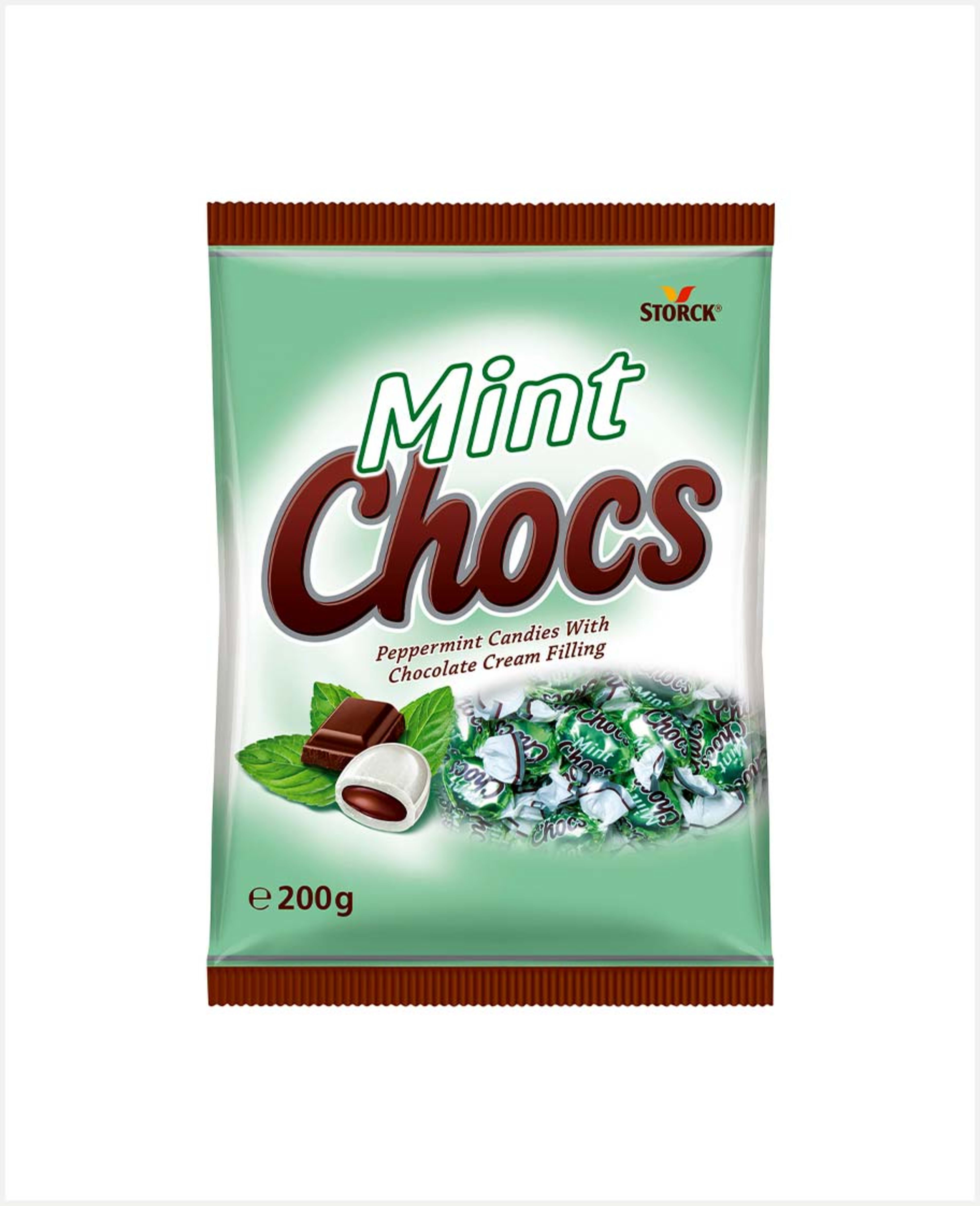 Storck Mint Chocs Peppermint Candies W/chocolate Cream 200gm