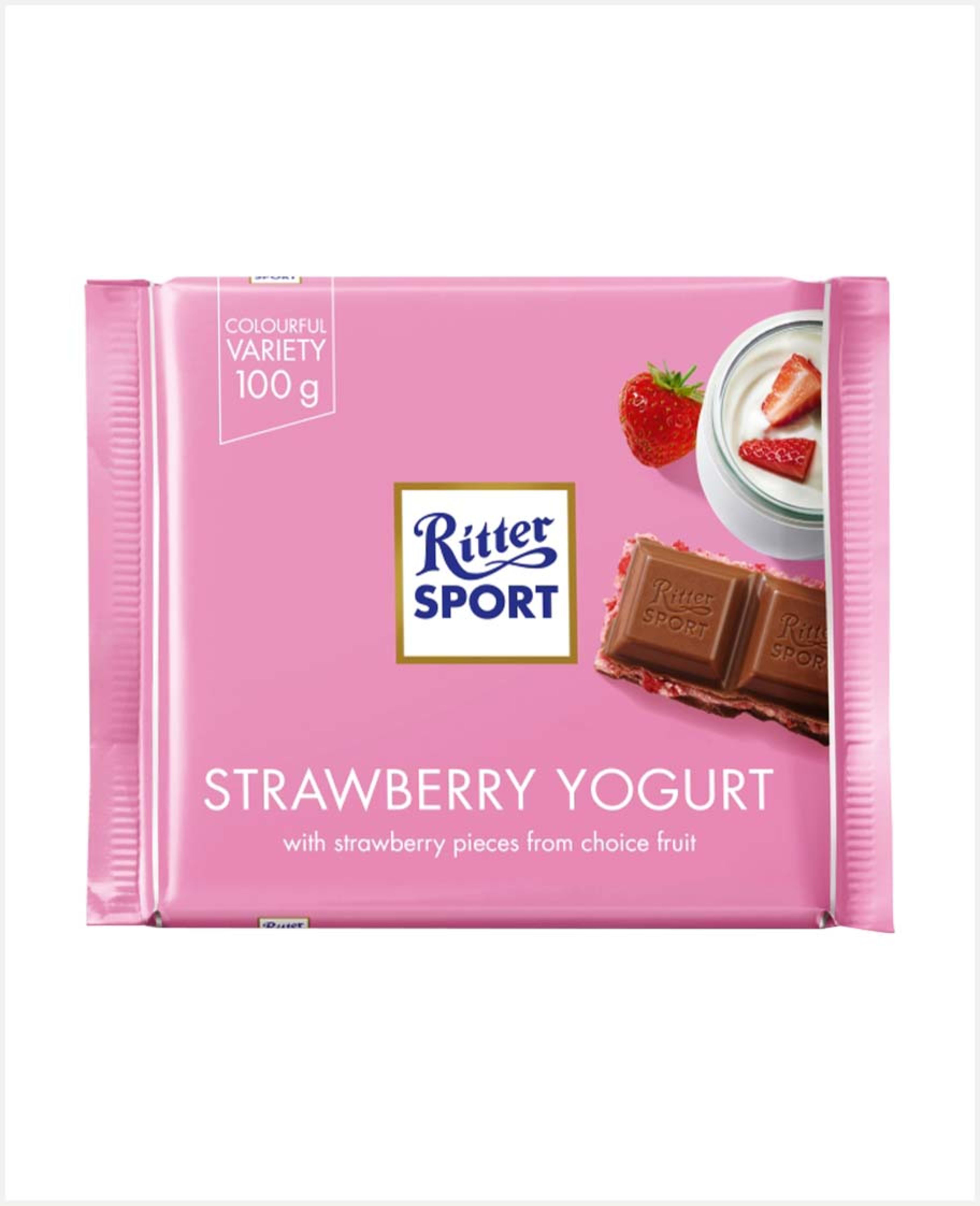 Ritter Sport Milk Chocolate with Strawberry Yogurt 100gm