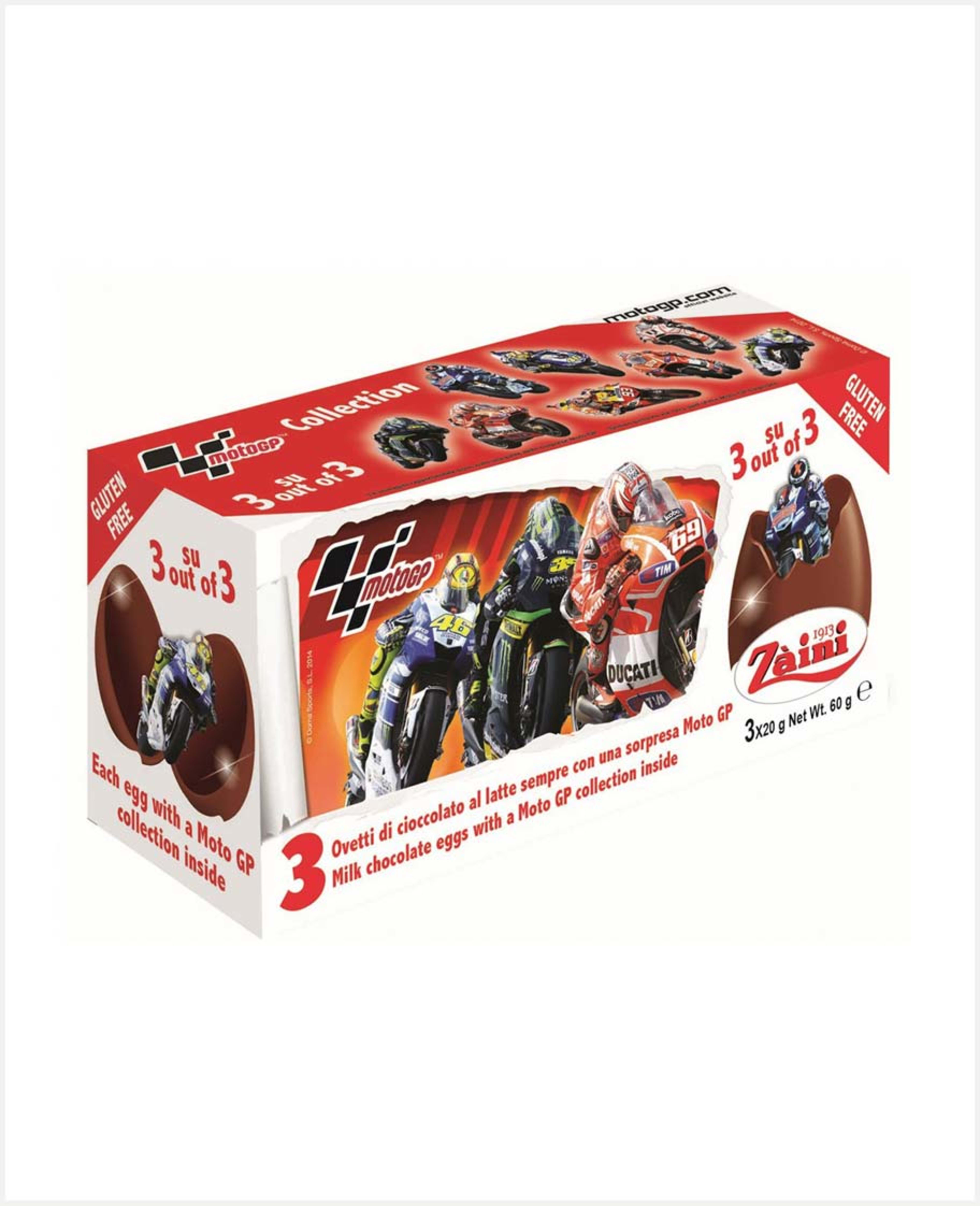 Zaini Motogp Egg Chocolate W/figurine (3pcsx20gm) 60gm