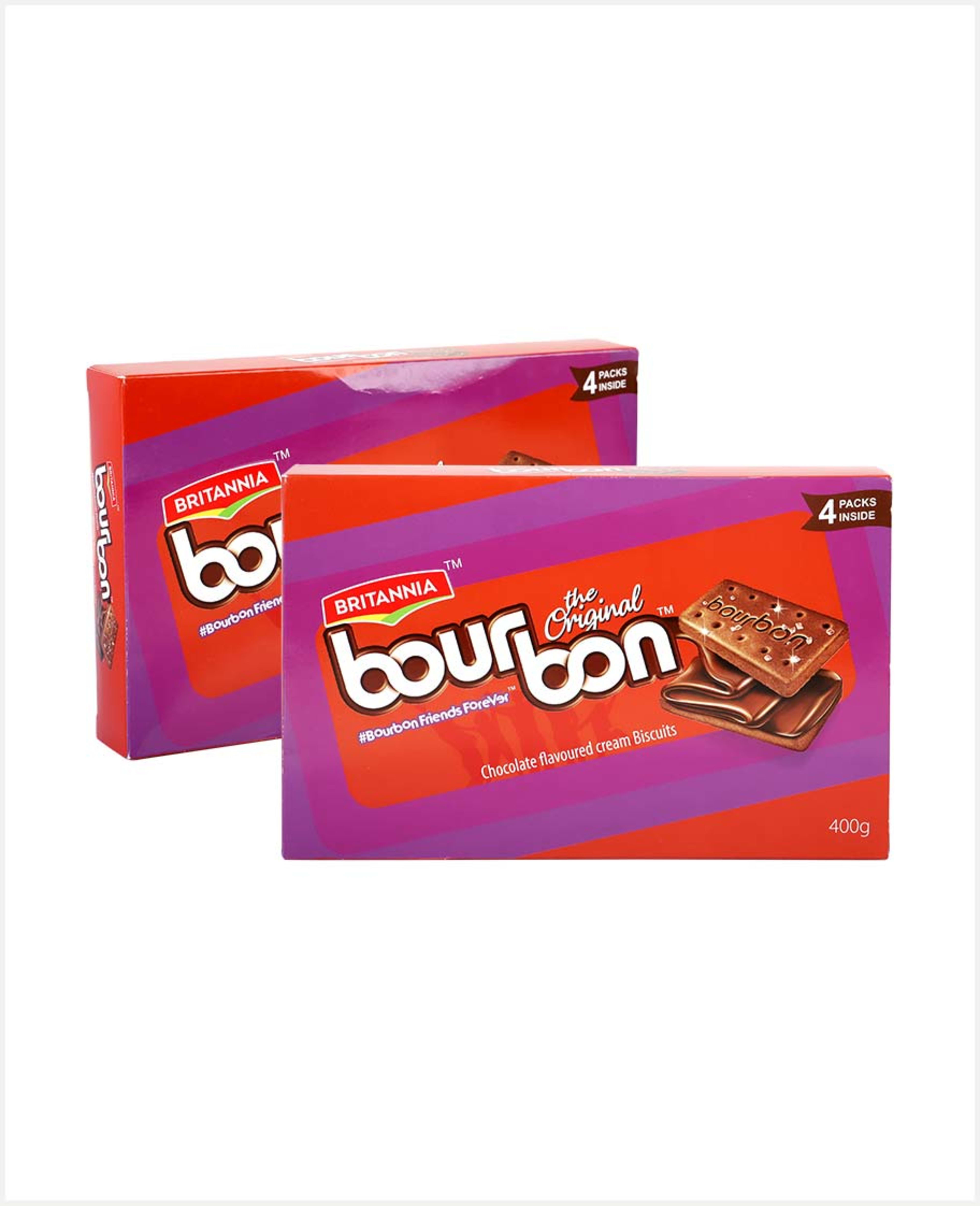 Britannia Bourbon Chocolate Cream Biscuits 2pcsx400gm - image 2
