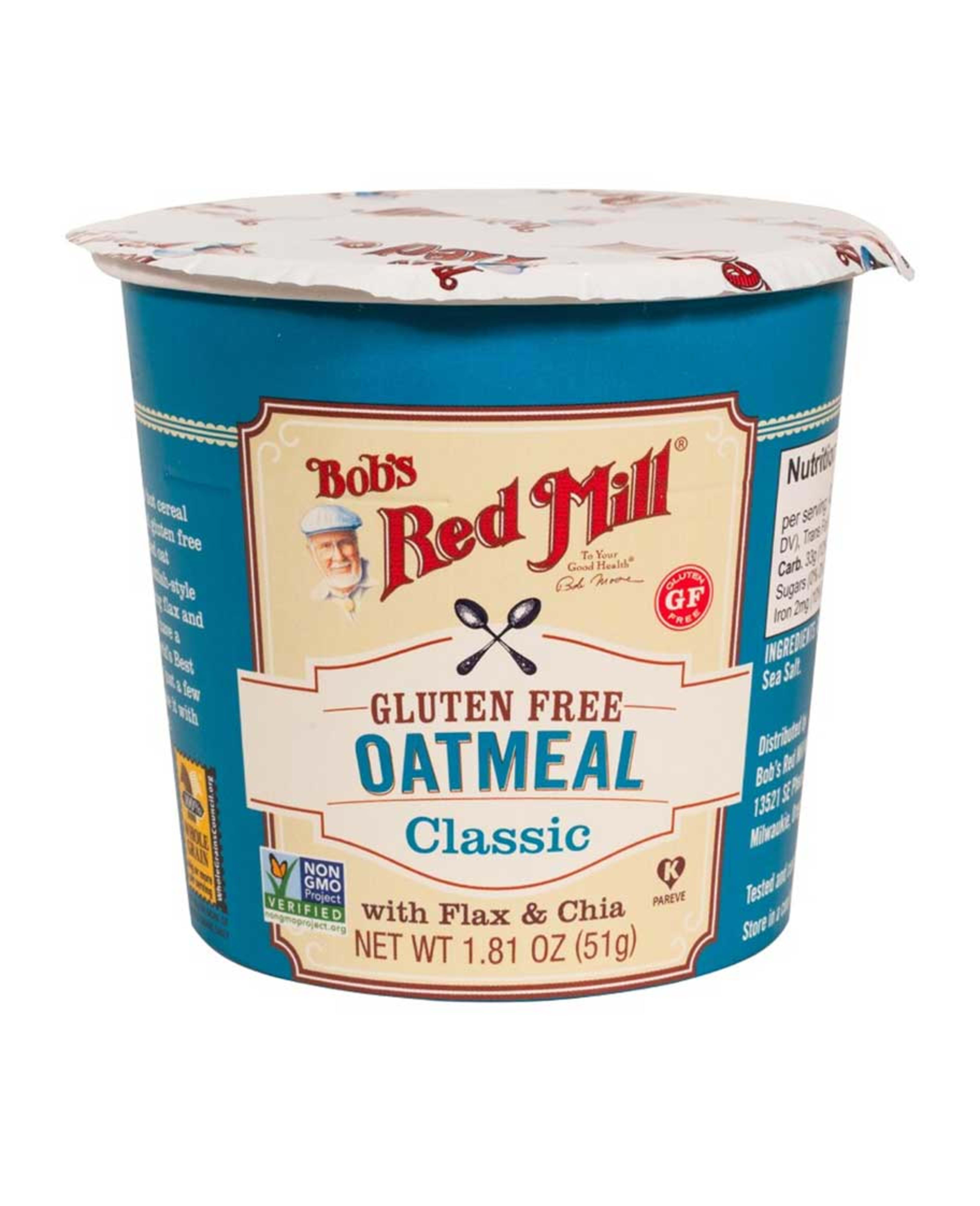 Bob's Red Mill Glutenfree Oatmeal Classic W/flax & Chia 51gm - image 2