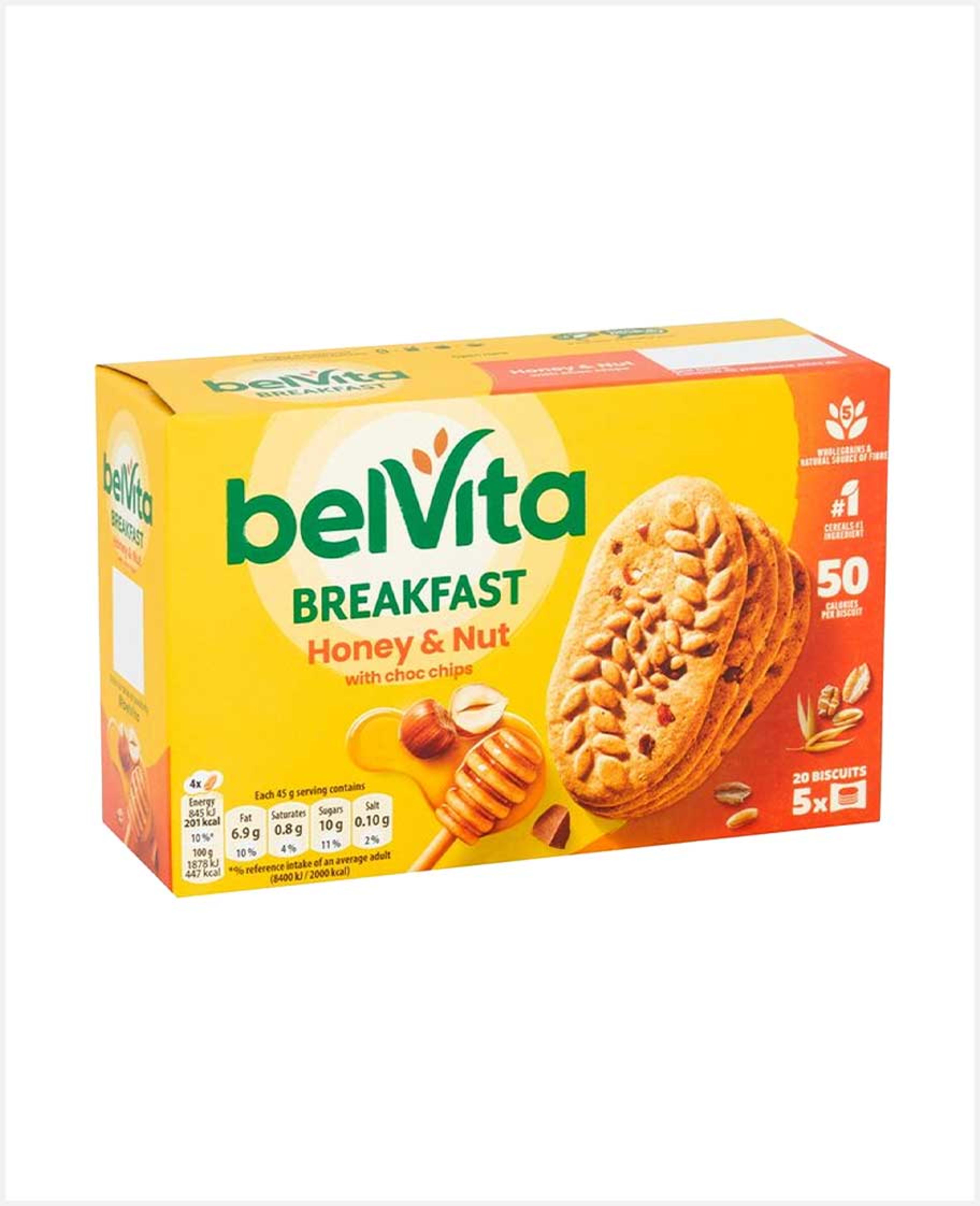 Belvita Breakfast Honey & Nut with Choc Chips Biscuits 5pcs 225gm - image 2