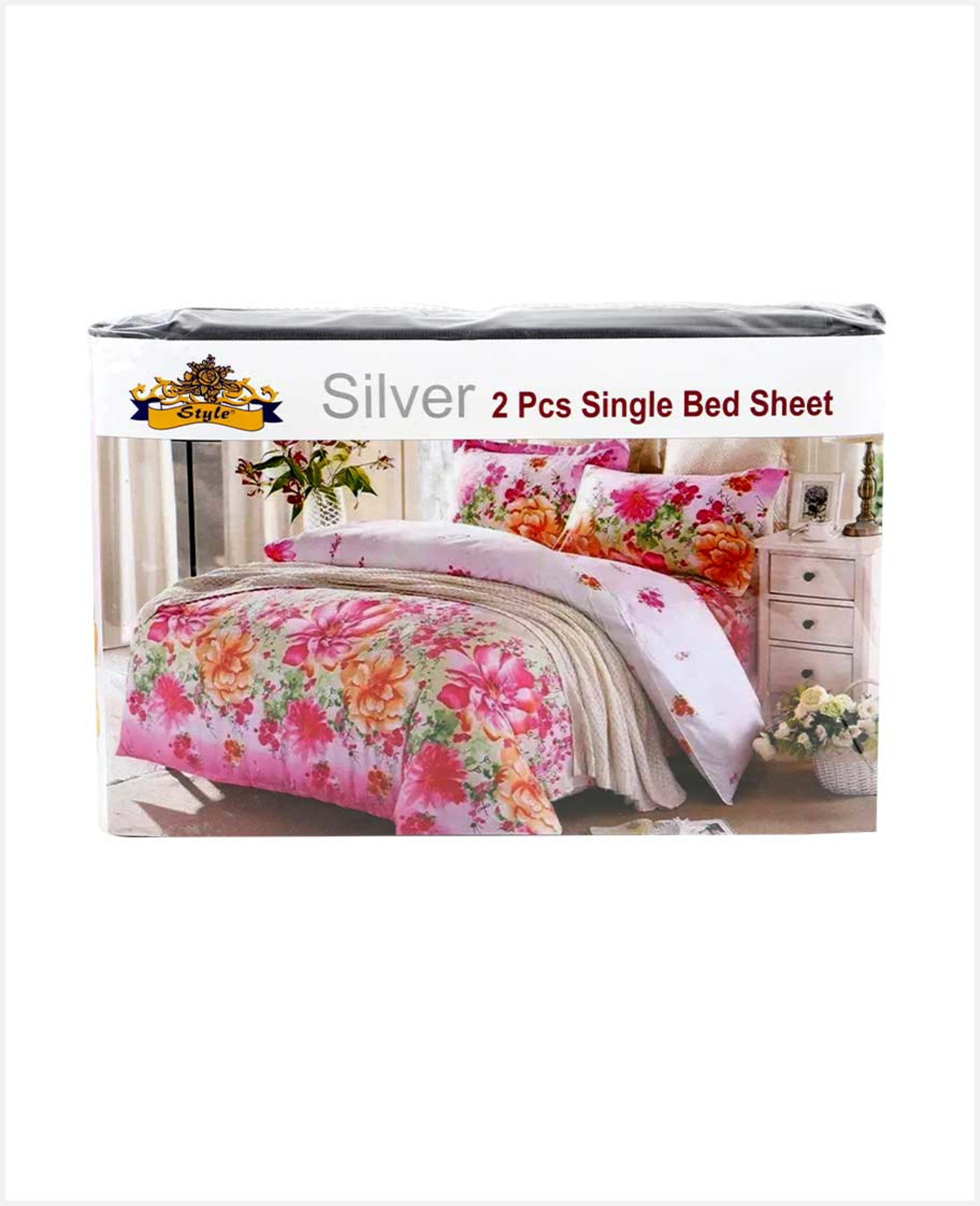 Style Silver Bedsheet Flat Single 2pcs Set Ho03066 - image 2