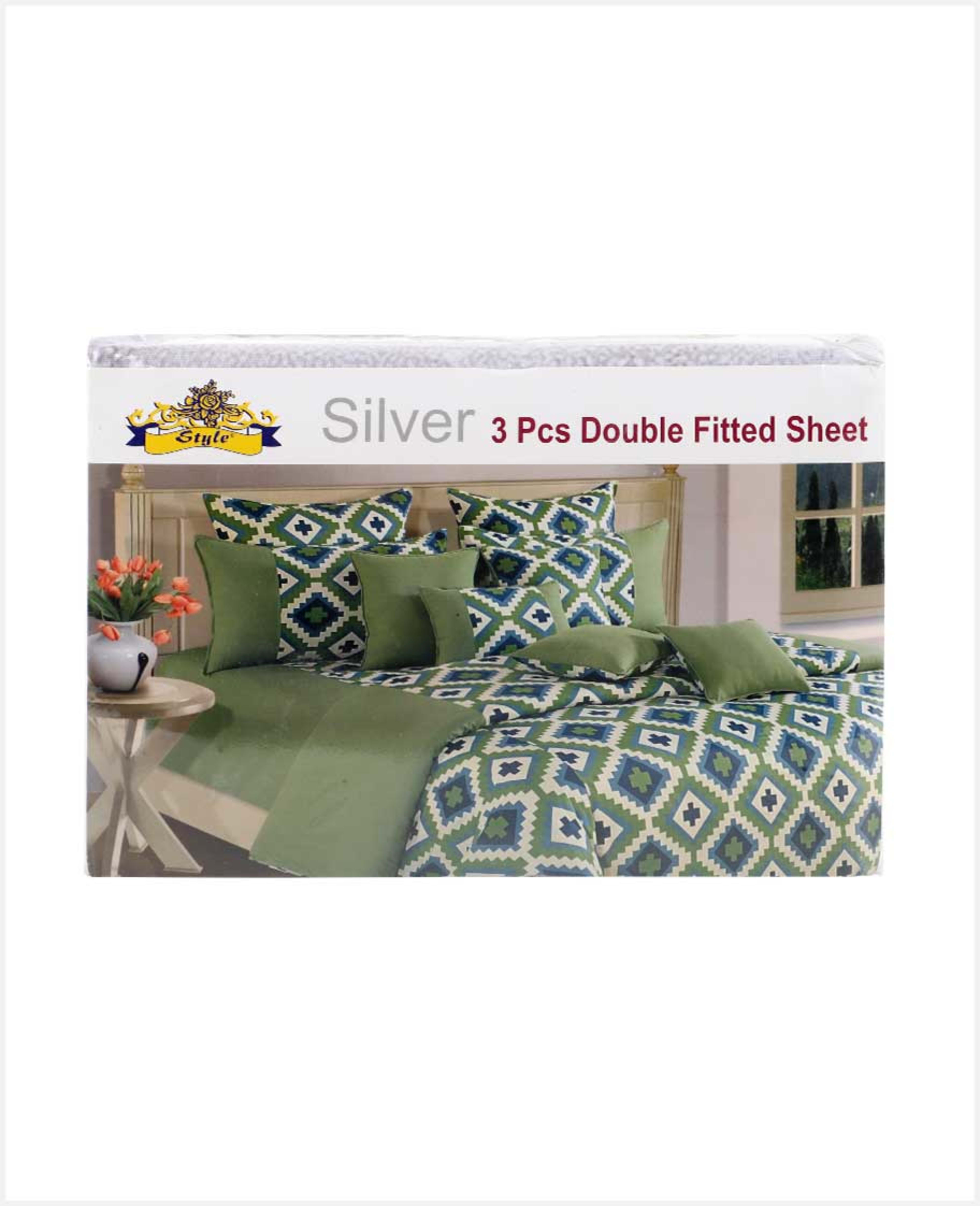 Style Silver Fitted Sheet Double 3pcs Set Ho03063 - image 2