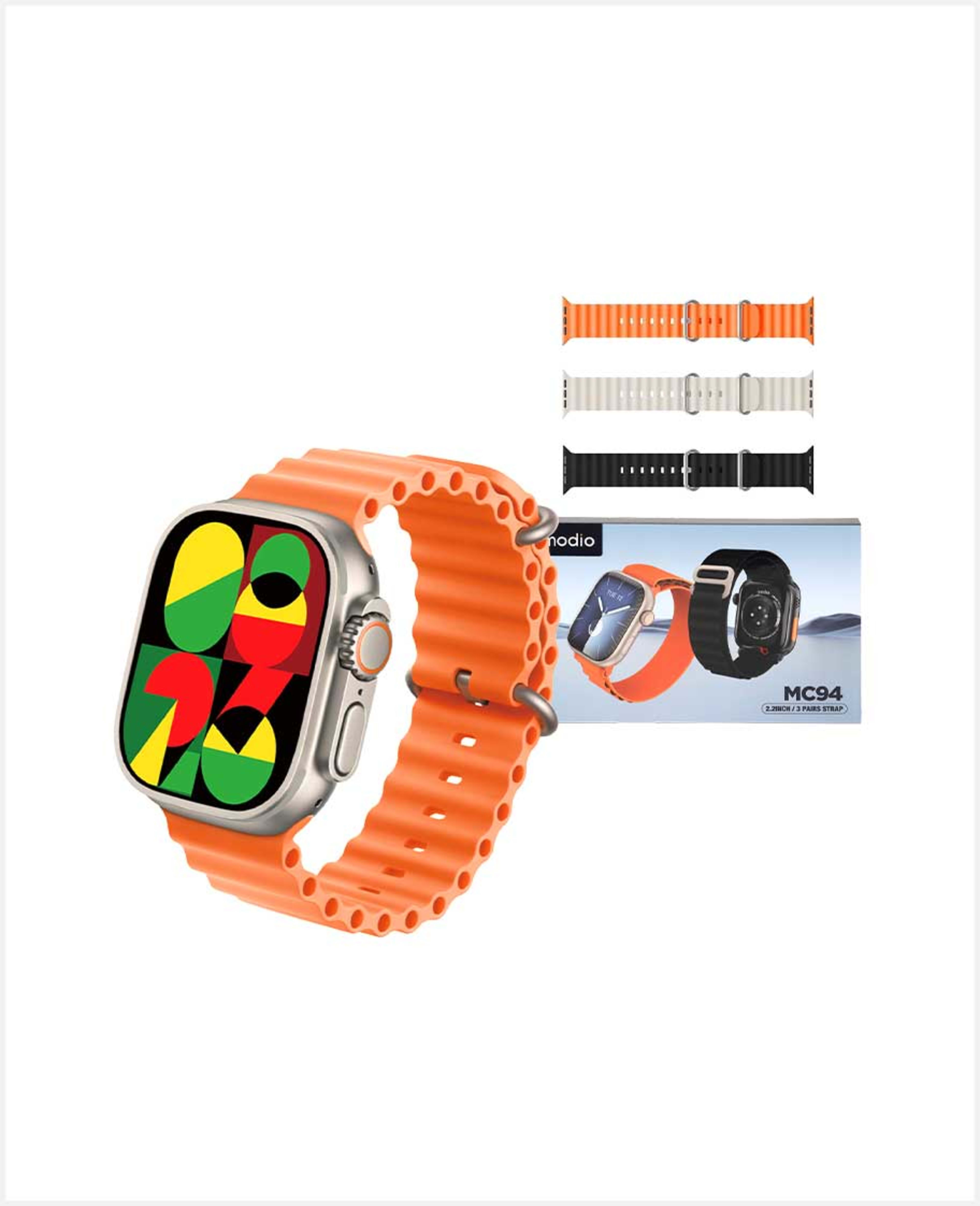 Modio Smart Watch 2.2inch 3pairs Strap Mc94 - image 3