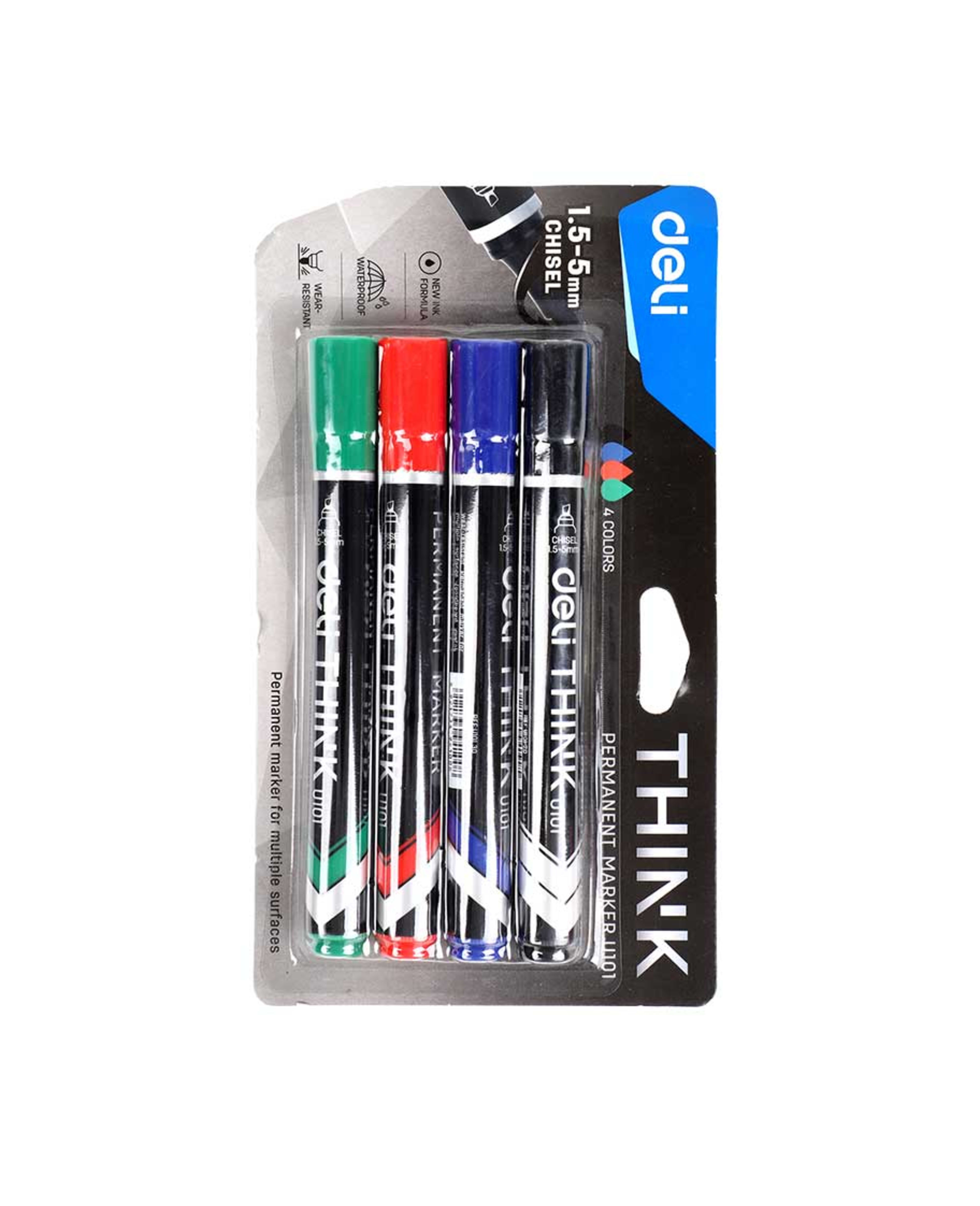 Deli Permanent Marker Assorted Colour 4's #dl-wu10101 - image 3