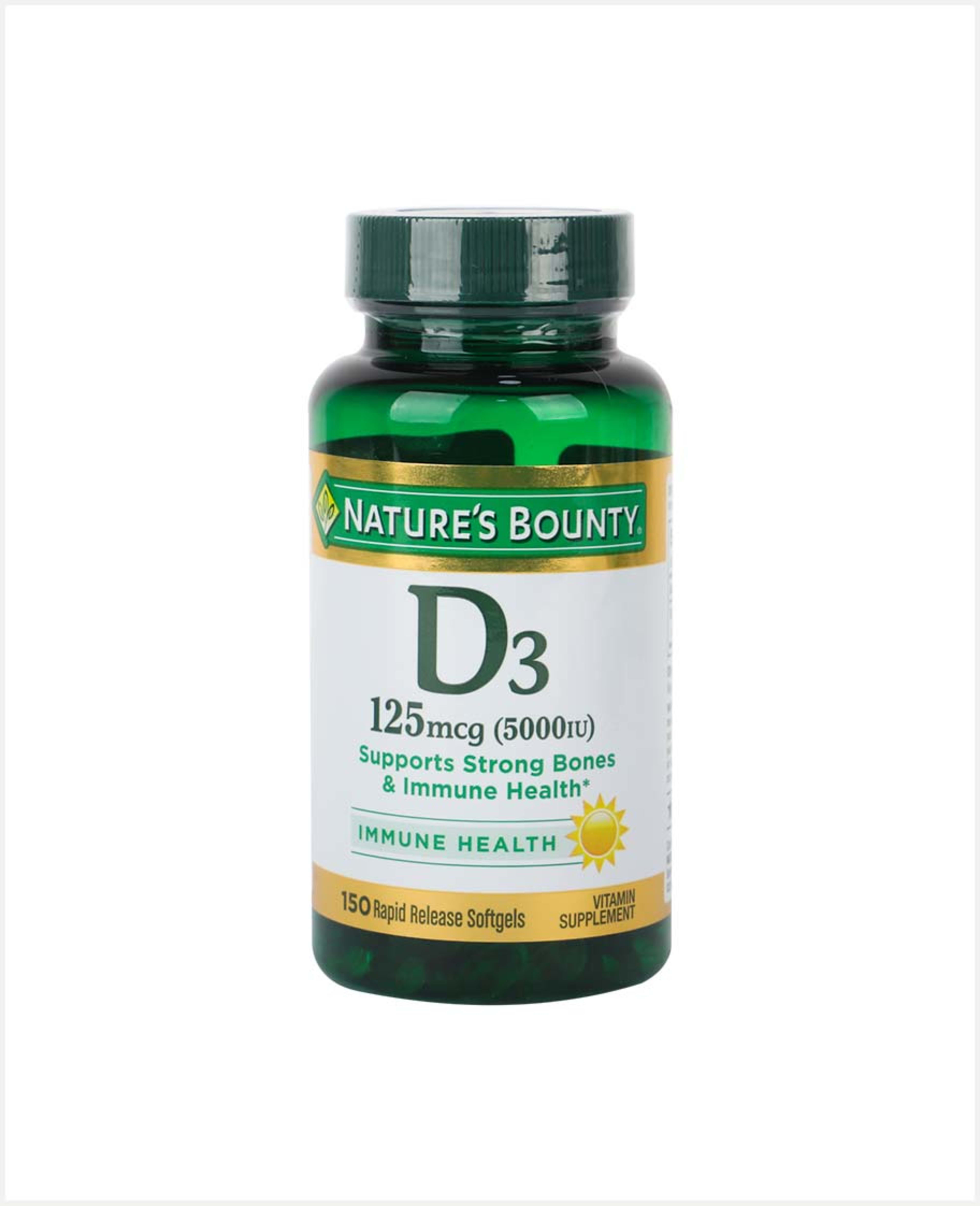 Nature's Bounty Vitamin D3 125mcg 5000iu 150 Softgels - image 3