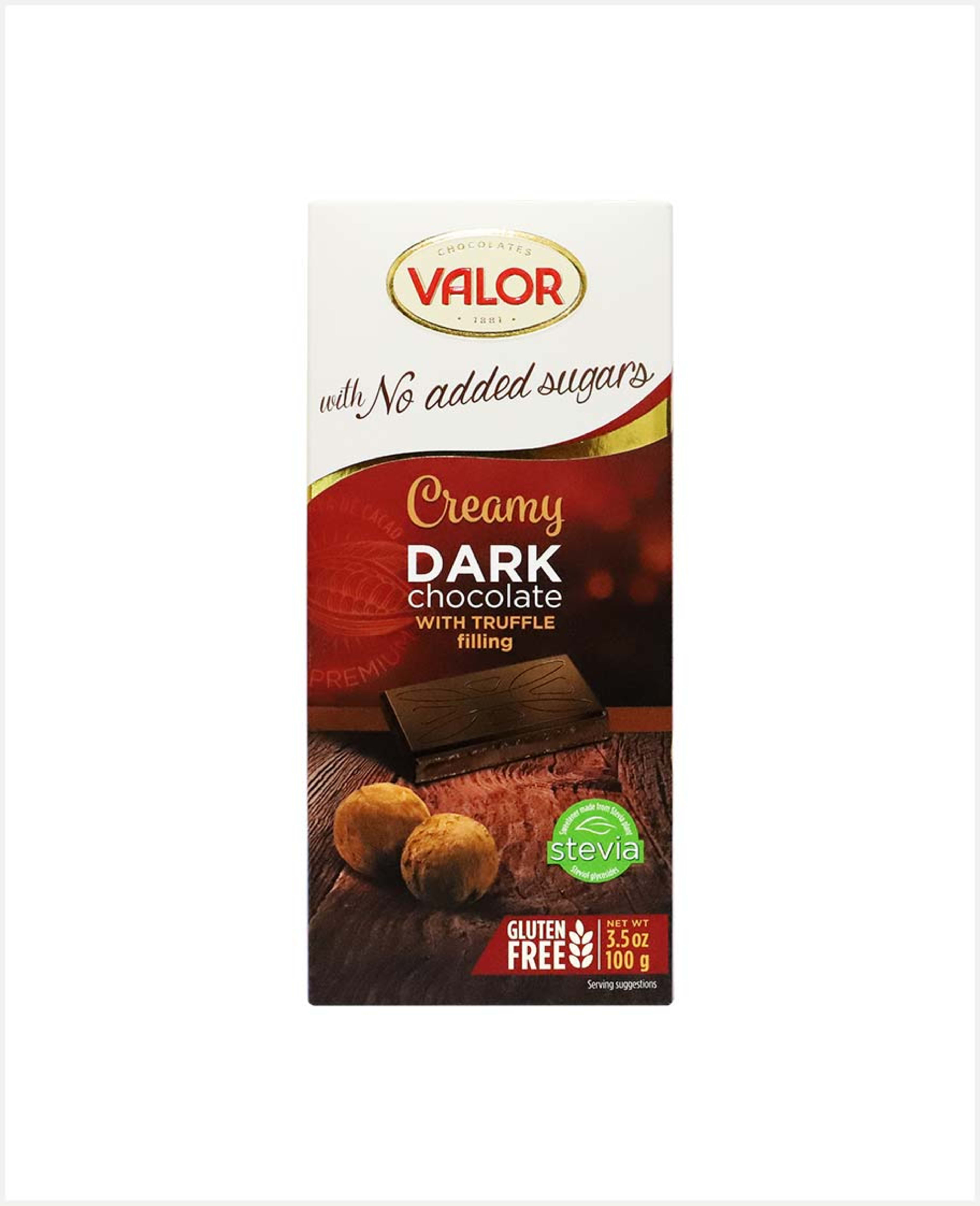 Valor Creamy Dark Chocolate W/truffle No Added Sugar 100gm