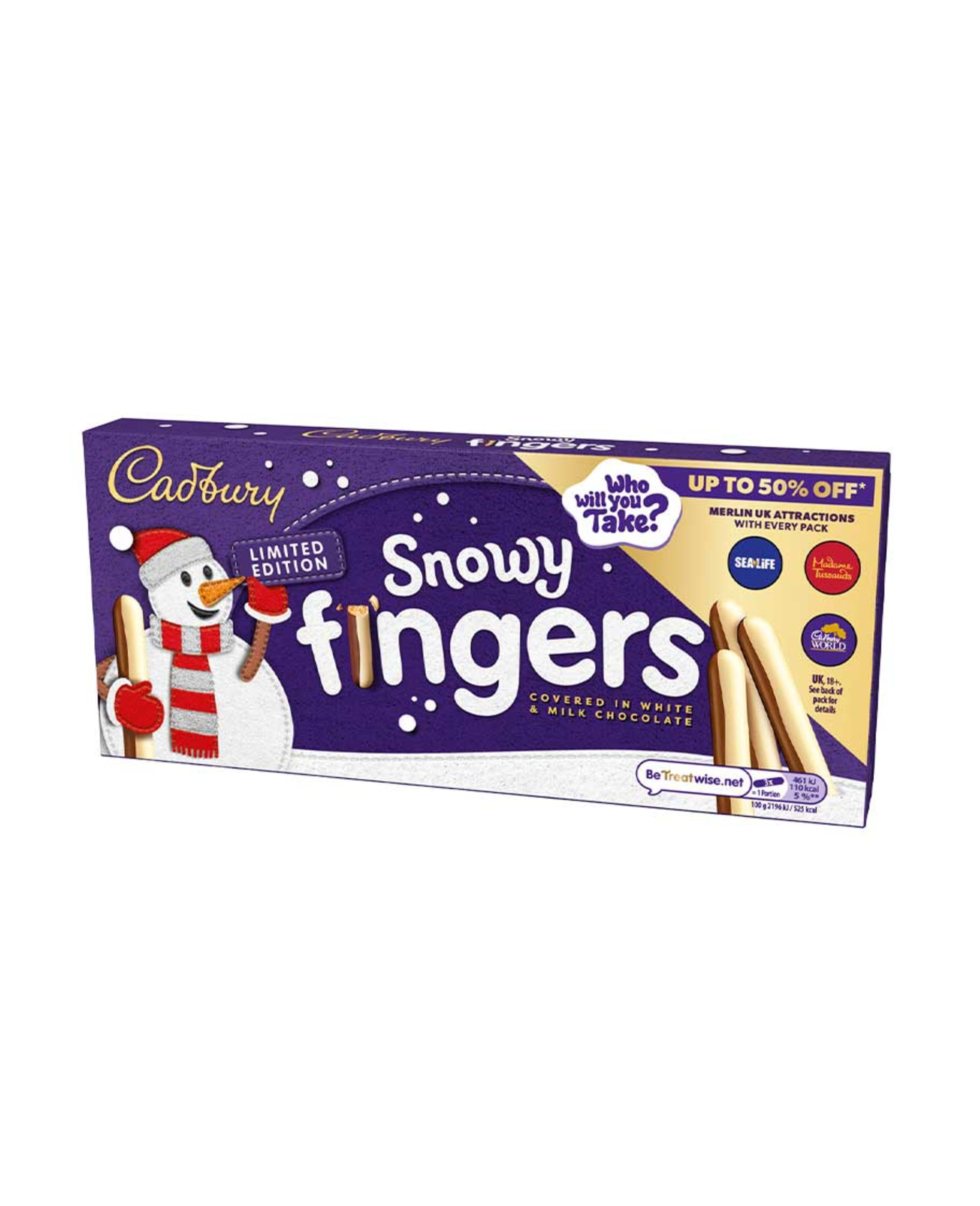 Cadbury Snowy Fingers White and Milk Chocolate 115gm